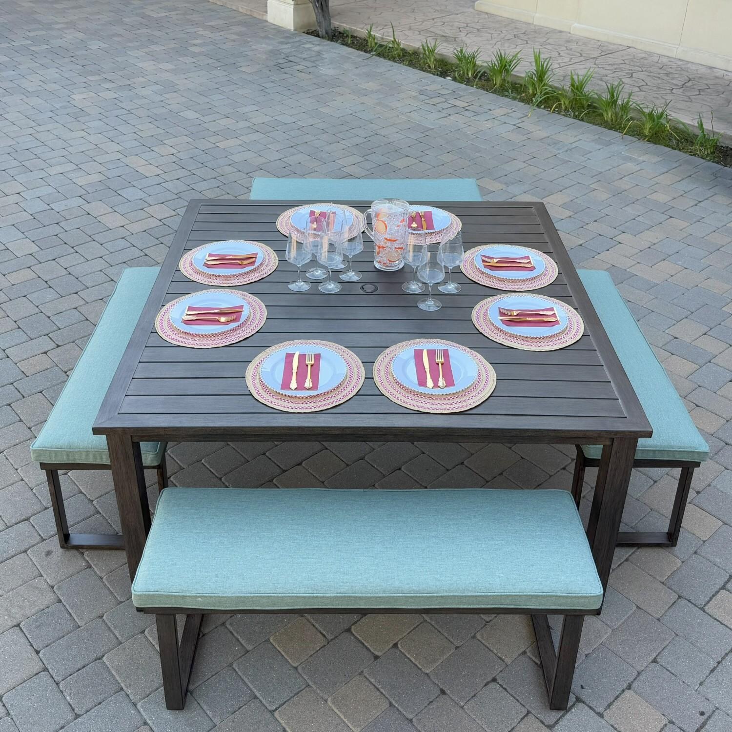 Atlantis 47 1/2-in Aluminum Bench w/ Spa Cushion by Darlee - Benches At Table - Lifestyle thumbnail