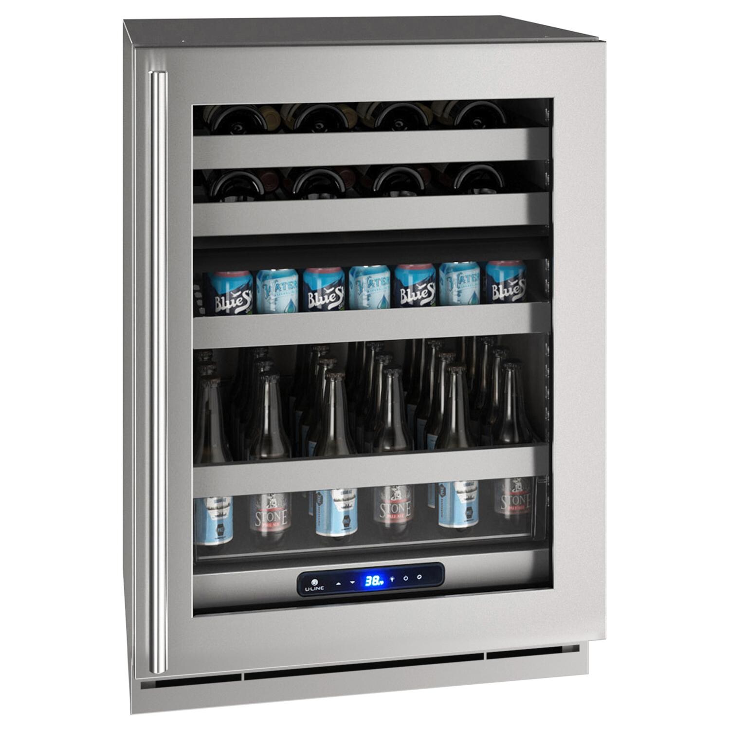 U-Line UHBD524-SG01A 5 Class 24-Inch 5.1 Cu. Ft. Dual-Zone Beverage Center - Stainless Steel