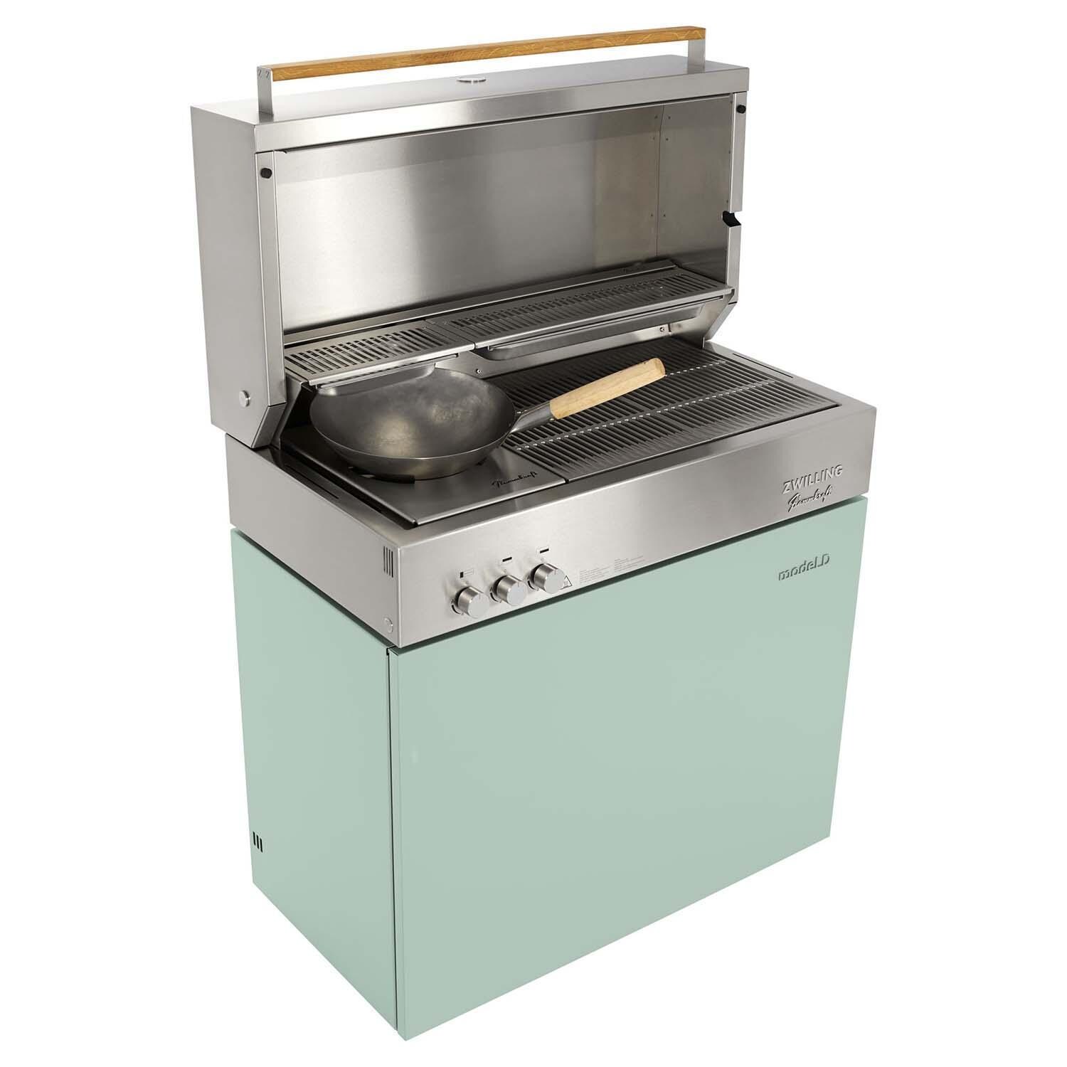 Flammkraft 1029544 Model D Propane Gas Grill - Pool - Shown w/ Wok (Sold Separately) - White Background thumbnail