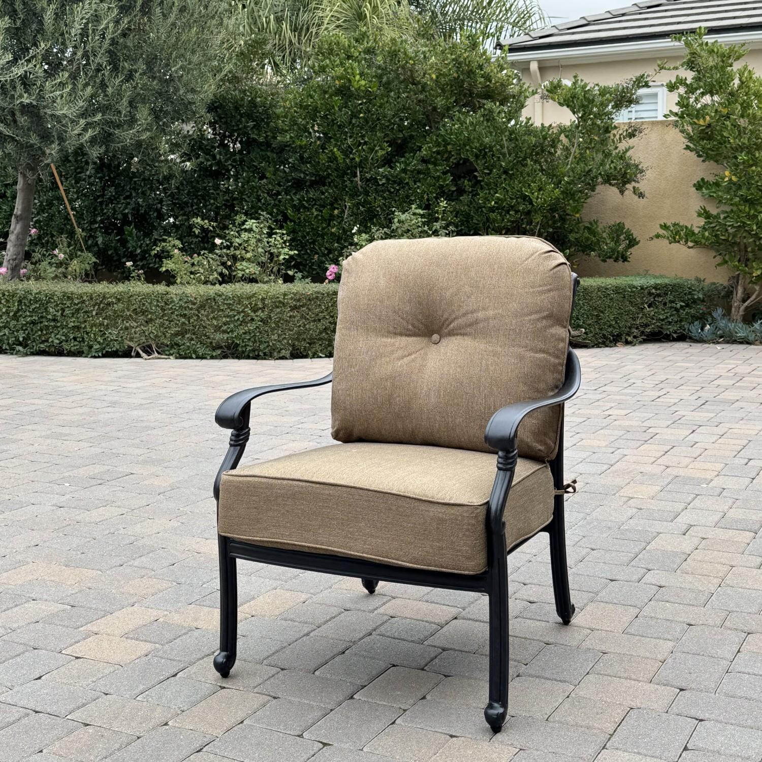 Santa Monica 4 Pc Cast Aluminum Seating Set in Sesame/Antique Bronze by Darlee - Chair - Lifestyle thumbnail