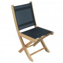 Sailmate Folding Teak Patio Dining Side Chair W/ Black Sling By Royal Teak Collection