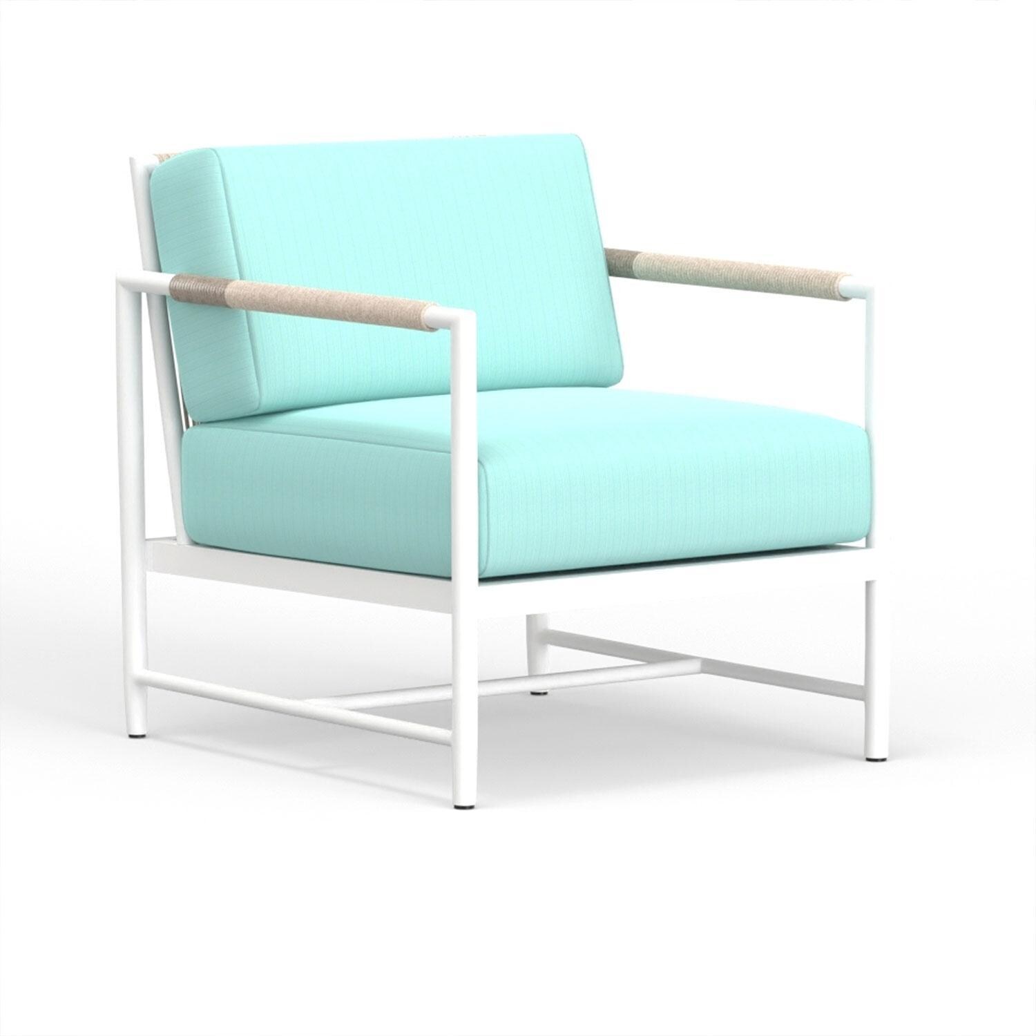 Sabbia Aluminum Club Chair in Dupione Celeste w/ No Welt by Sunset West - Display - White Background thumbnail