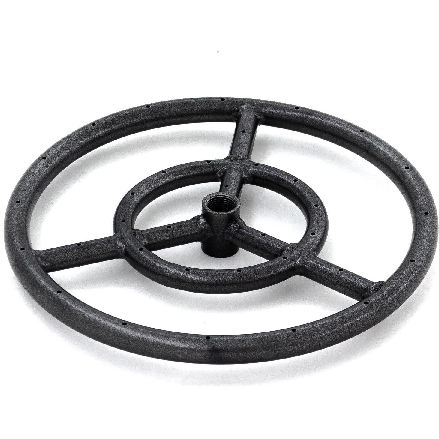 Lakeview Outdoor Designs 12-Inch Three-Spoke Round Natural Gas Double-Ring Burner - Black Steel