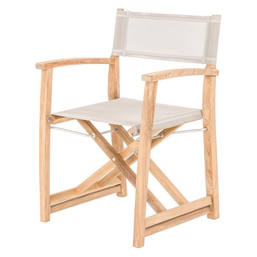 Teak + Table Monday Teak Patio Director Chair W/Grey Sling - Angled View - White Background thumbnail