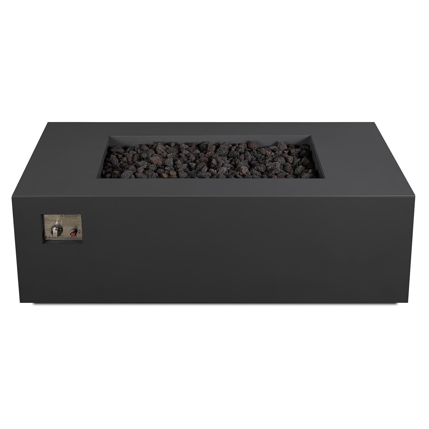 Covewood 58 Inch Rectangular Aluminum Natural Gas Fire Pit Table in Charcoal by BBQGuys Signature (Ships Propane w/ Conversion Kit) - Top View - White Background thumbnail