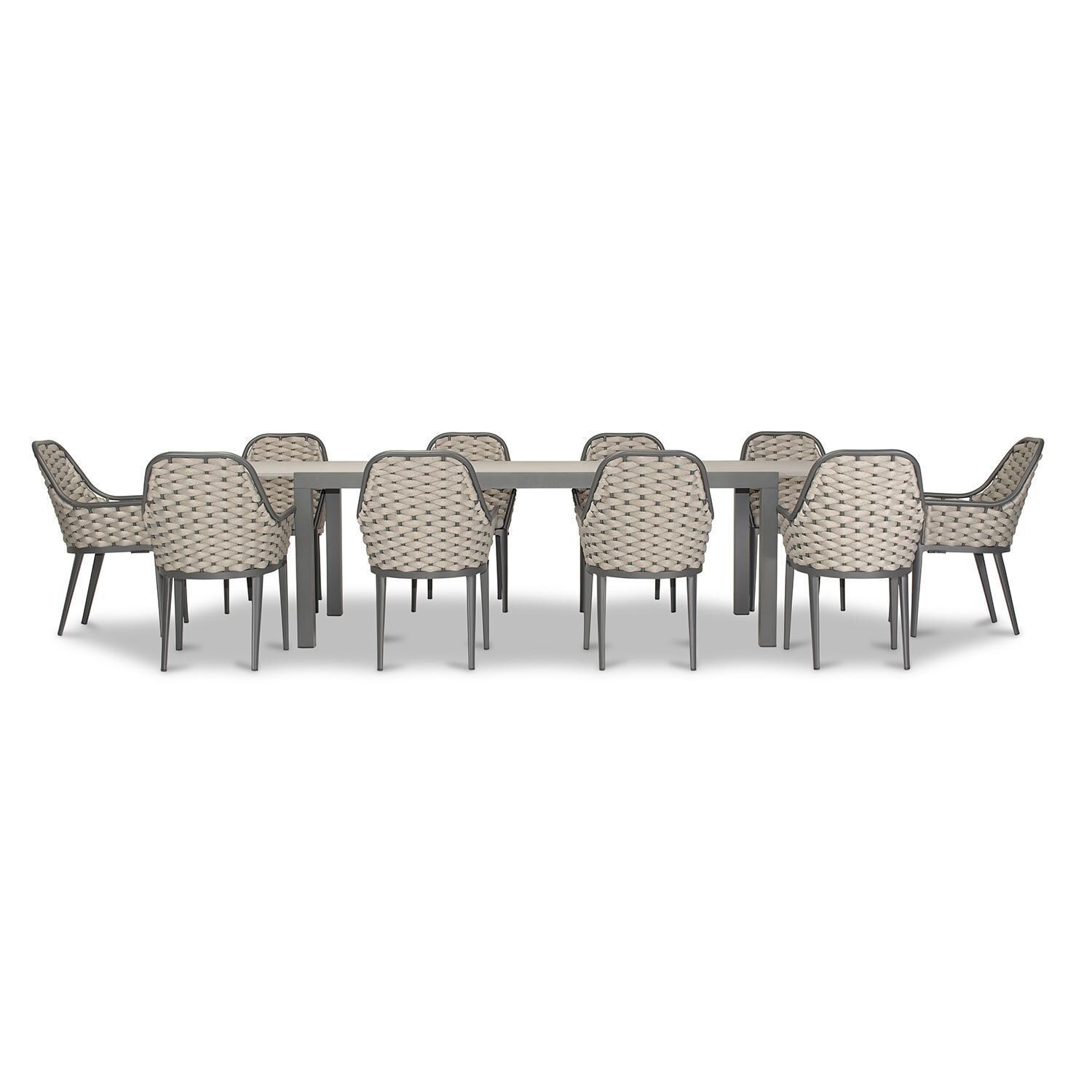 Chloe Bay 13 Pc Aluminum Extendable Dining Set in Slate/Concrete by Lakeview - White Background thumbnail
