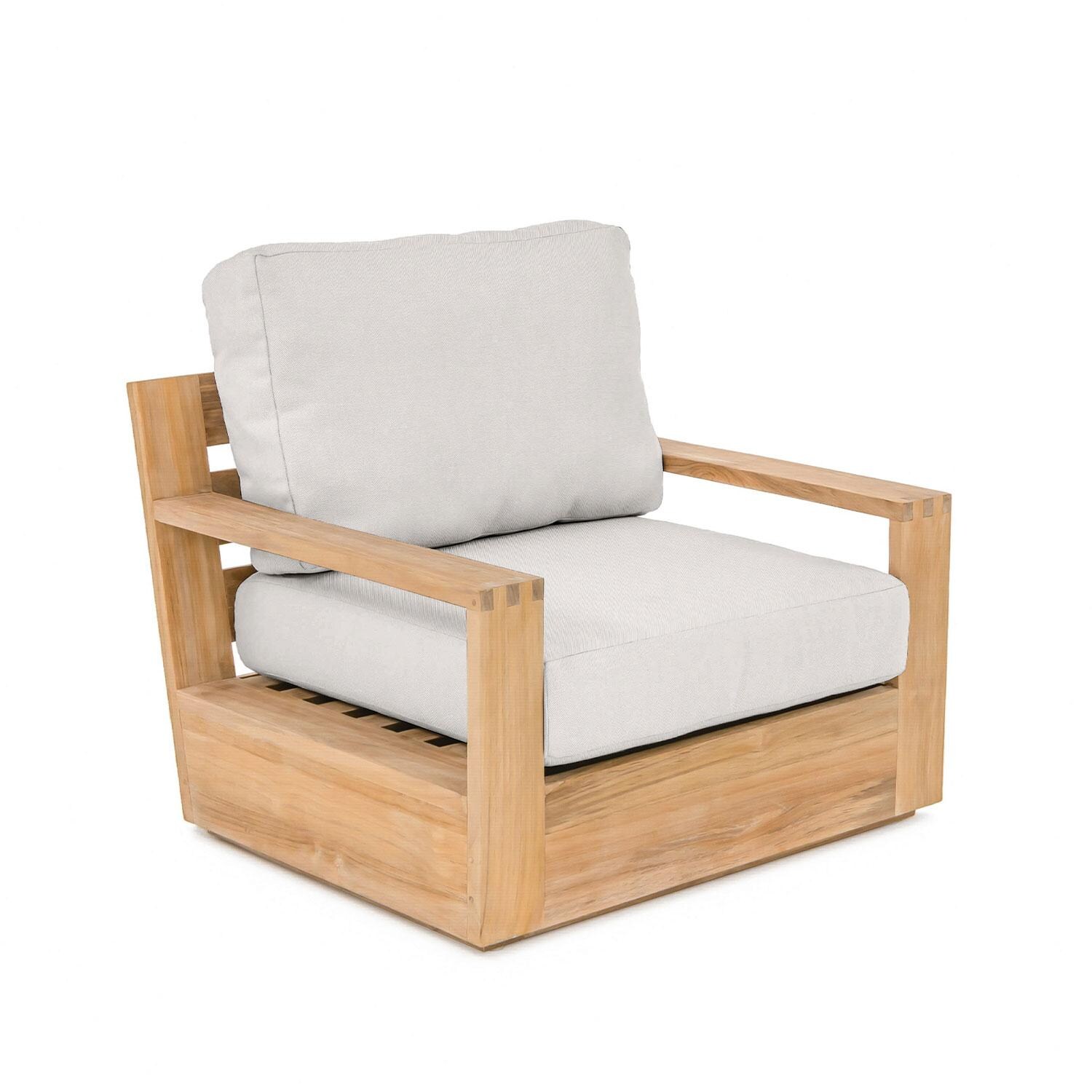 Scape Key Teak Club Chair in Silver by Lakeview Outdoor Designs - Side View - White Background thumbnail