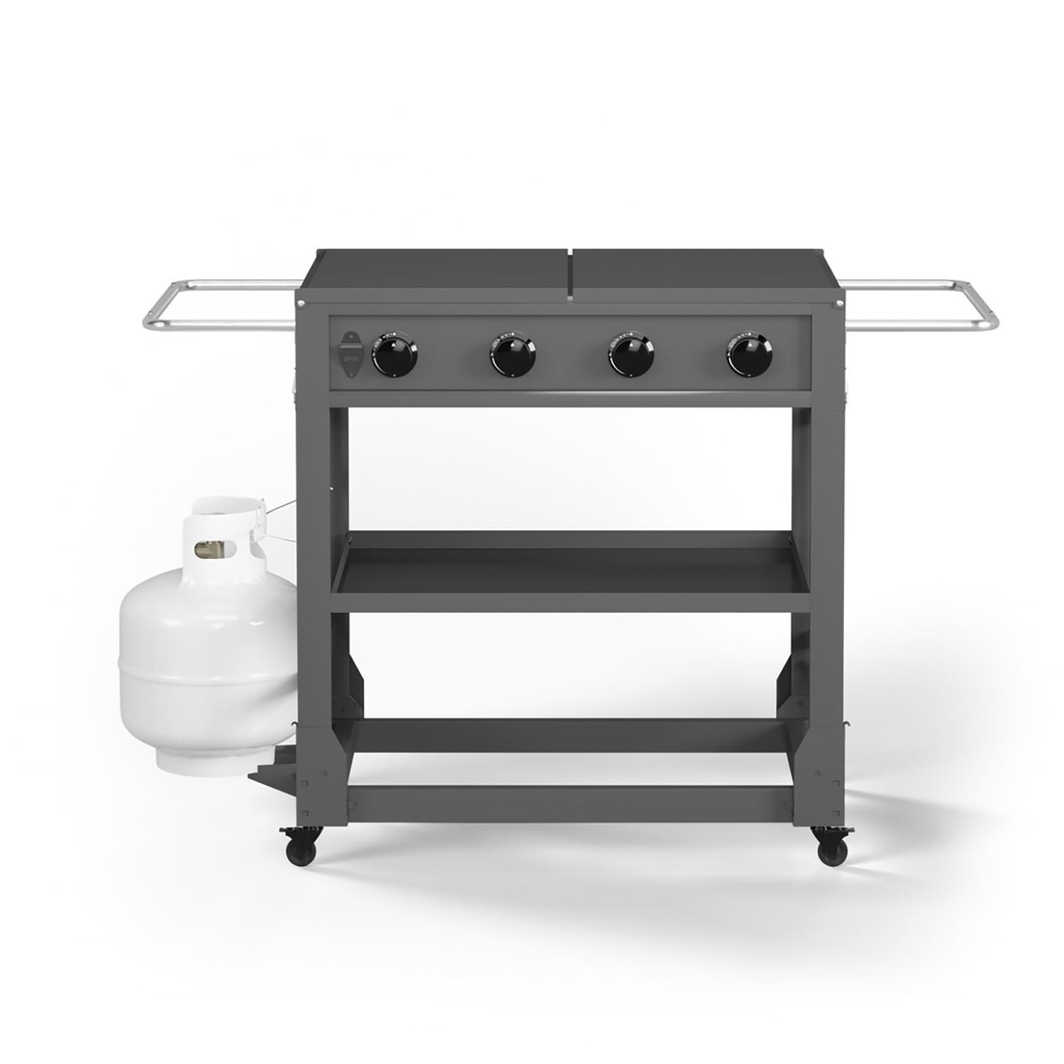 TYTUS Fresno Series 4-Burner Gunmetal Flat Top Griddle with Tool Set & Cover - TDT-471-0101