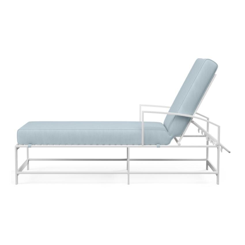 Bristol Aluminum Chaise Lounge w/ Self Welt in White/Canvas Skyline by Sunset West - Side View - White Background thumbnail