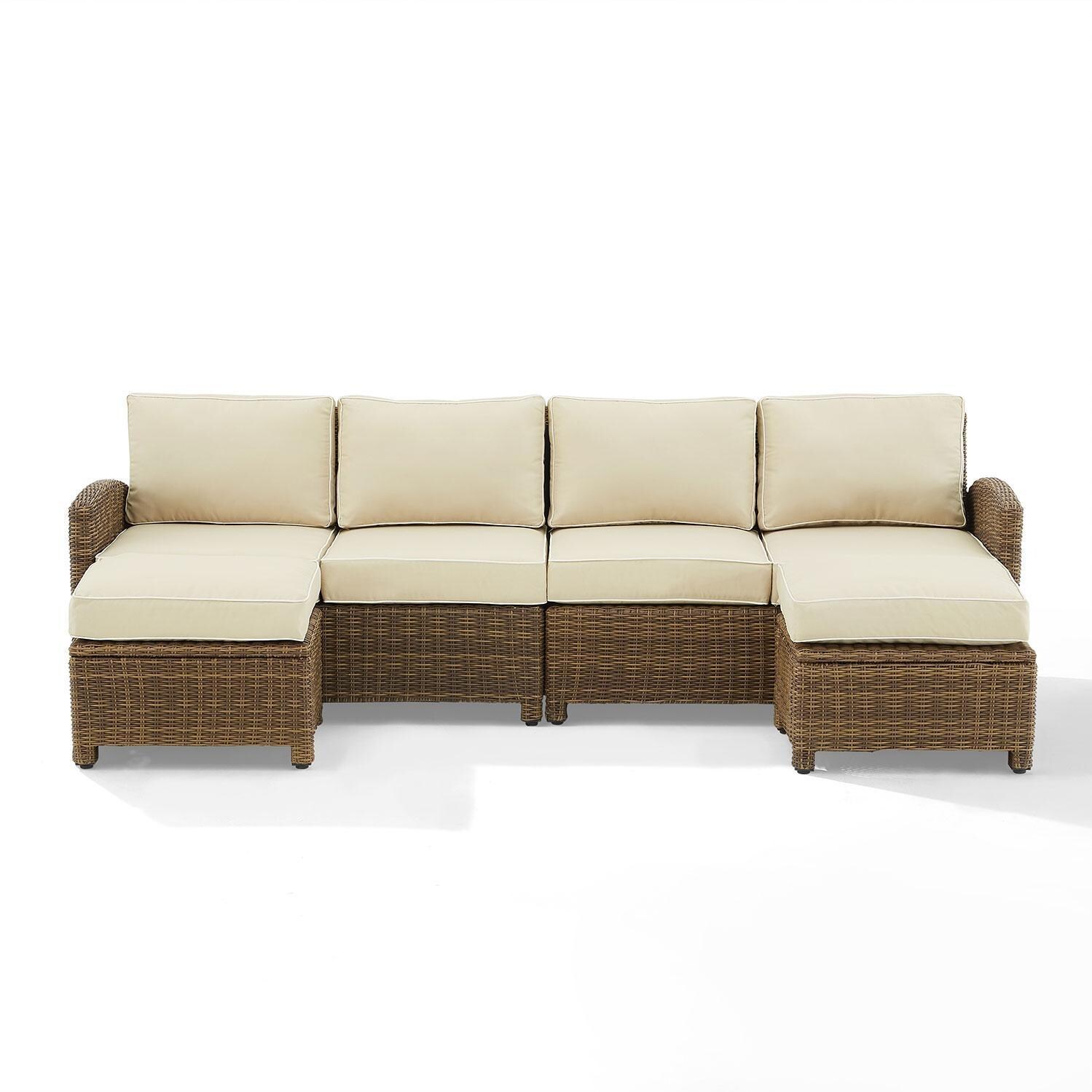 Ultimate Patio UP-92420WB-SA 4Pc Wicker Outdoor Sectional Patio Furniture Set in Sand - Front View - White Background thumbnail