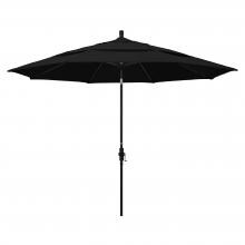 California Umbrella 11 Ft. Octagonal Aluminum Collar Tilt Patio Umbrella W/ Crank Lift & Aluminum Ribs - Stone Black Frame / Olefin Black Canopy