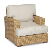 Leucadia Wicker Patio Club Chair W/ Sunbrella Canvas Flax Cushions By Sunset West image