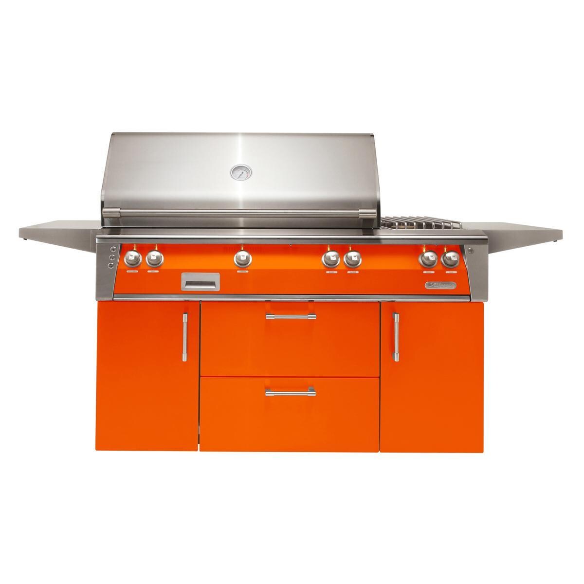 Alfresco Grills ALXE-56SZC-NG-S2005 Alfresco ALXE 56-Inch Natural Gas Deluxe Grill With Sear Zone, Rotisserie, And Side Burner in Luminous Orange thumbnail