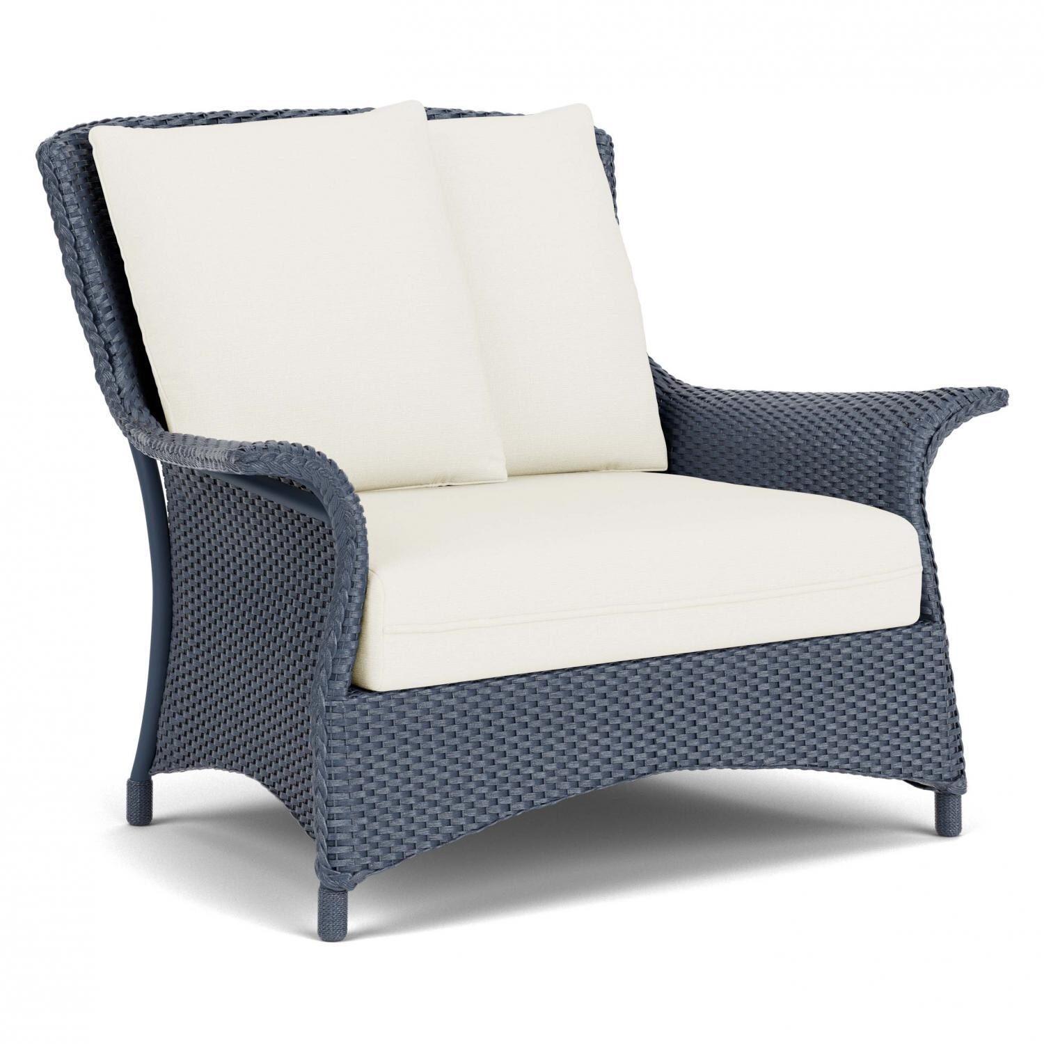 Lloyd Flanders Mandalay Chair and a Half in Denim Blue Finish with Sailcloth Salt Fabric - Angled thumbnail