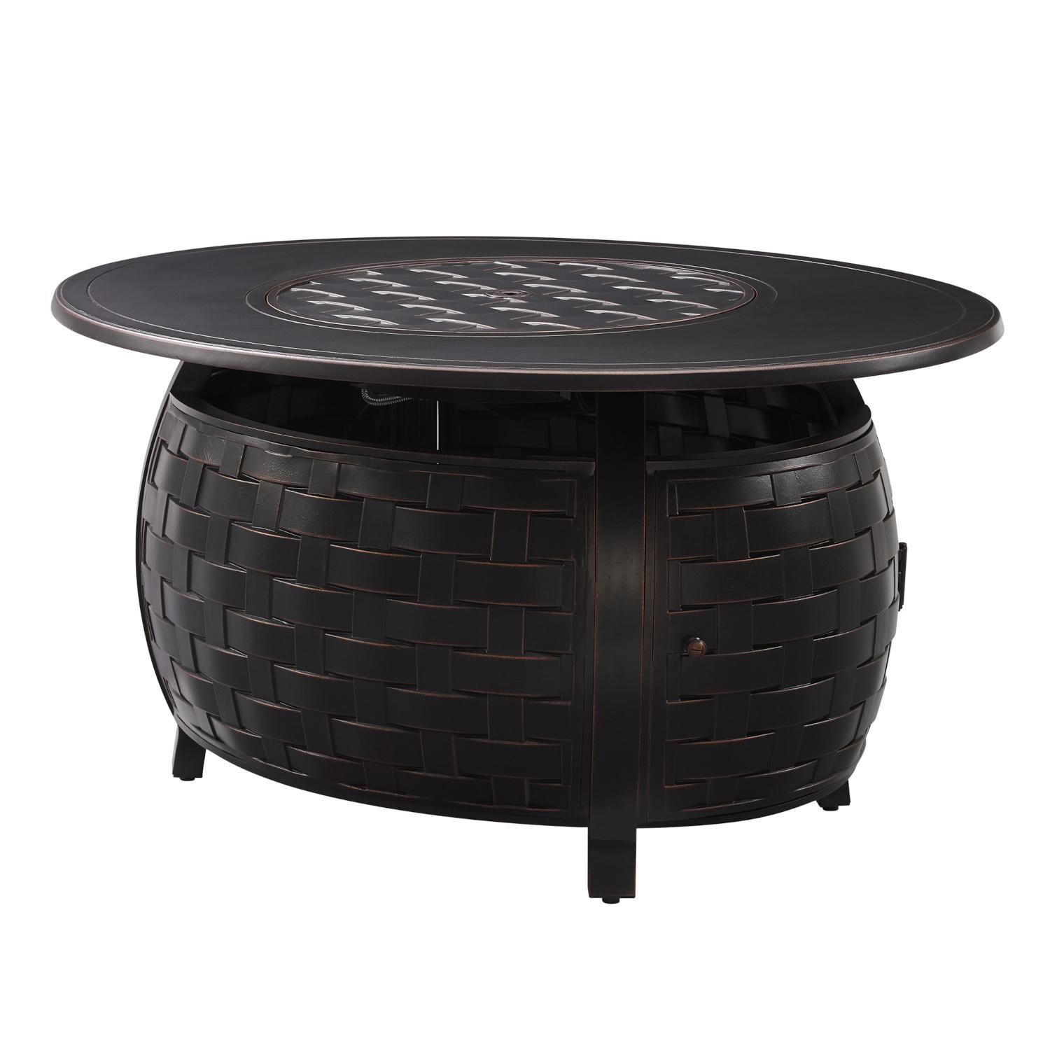 Ultimate Patio 63223-NG Magnolia Way 48-Inch Oval Aluminum Natural Gas Fire Pit - Full View thumbnail