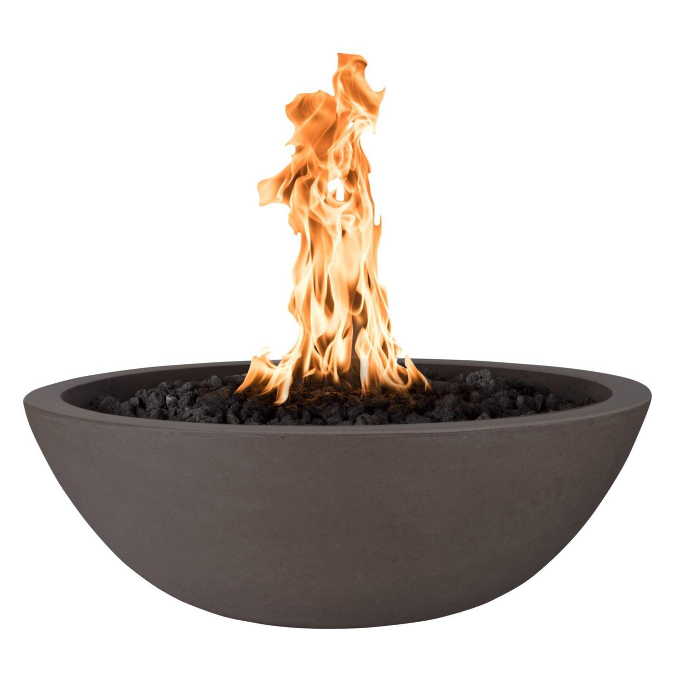 Sedona 33 Inch Round GFRC Propane Fire Bowl w/ Glow Plug in Chocolate by The Outdoor Plus