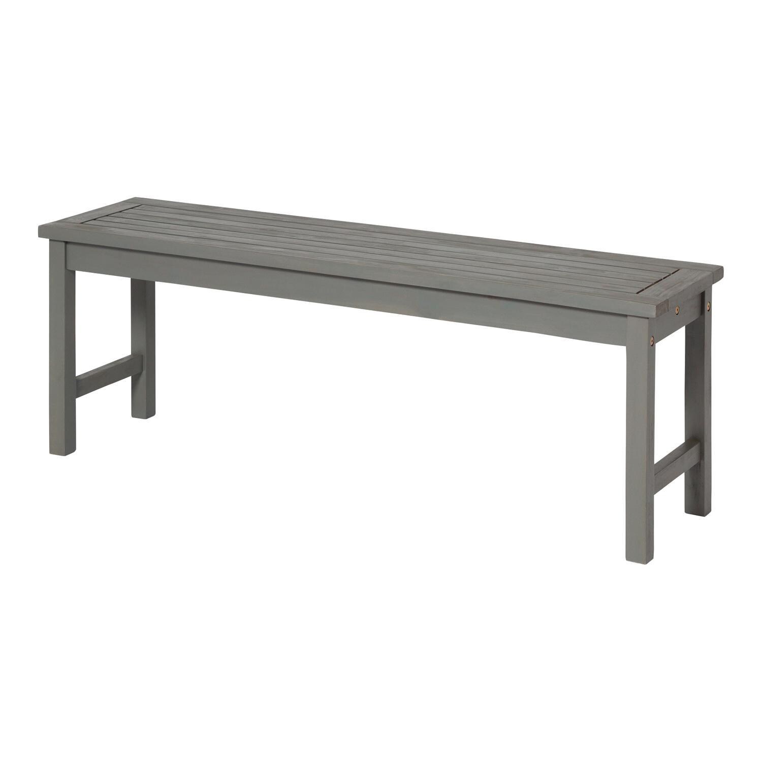 Ultimate Patio Horizon Way 53 Inch Acacia Patio Dining Bench - Gray Wash - Right Side Angled View thumbnail
