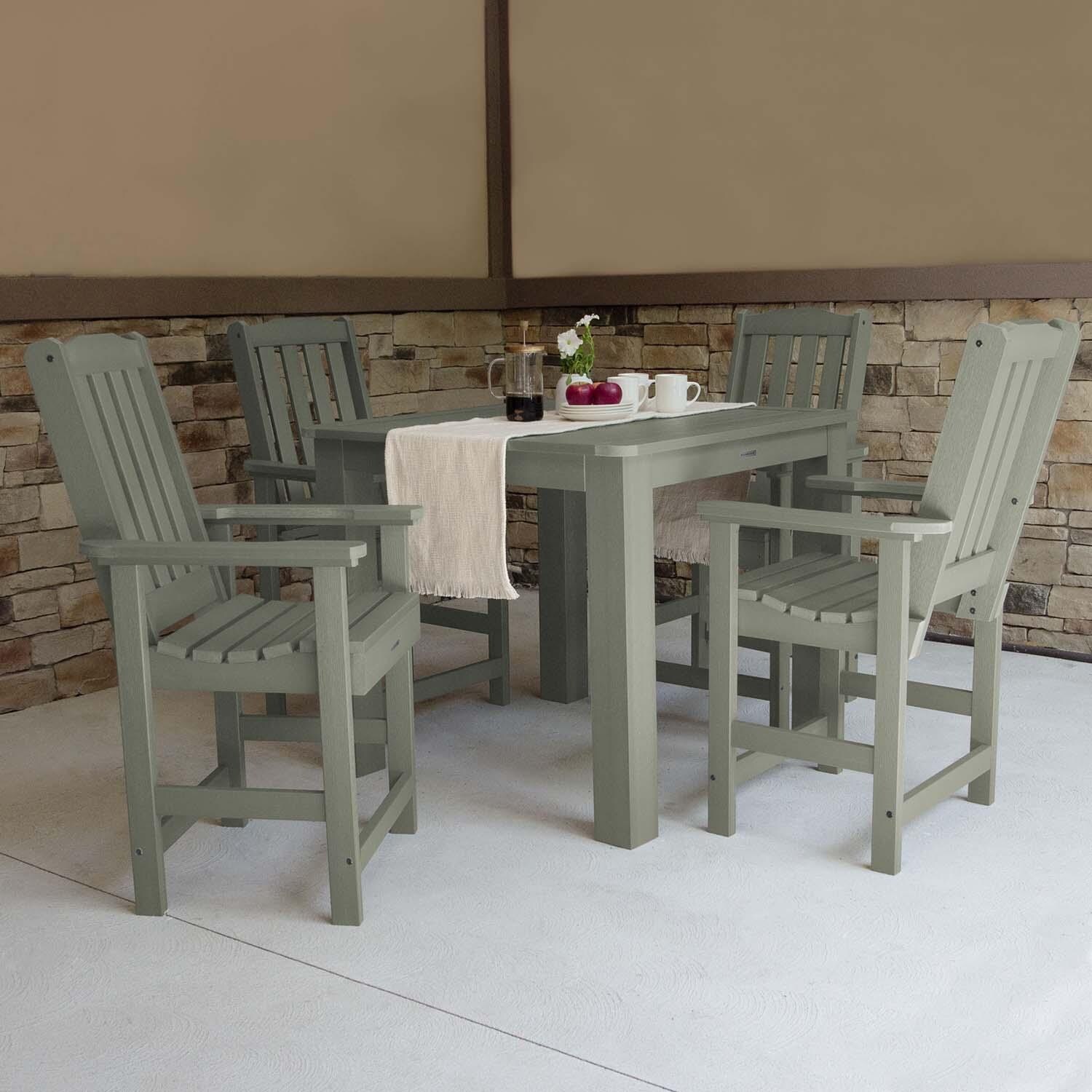 Hart Lane 5 Pc Recycled Plastic Square Counter Height Dining Set in Eucalyptus by Lakeview Outdoor Designs