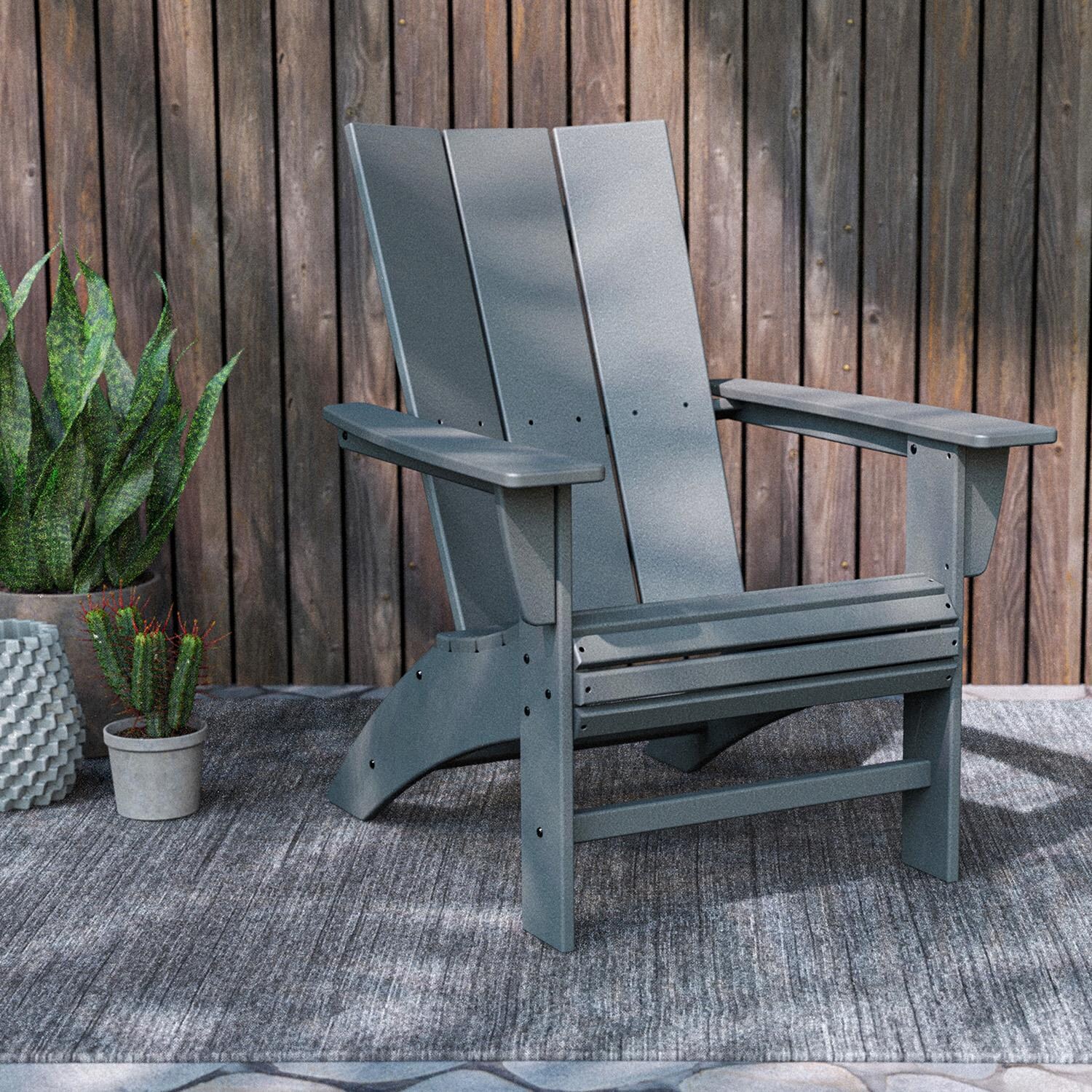 POLYWOOD Modern Slate Grey Curveback Adirondack Chair thumbnail