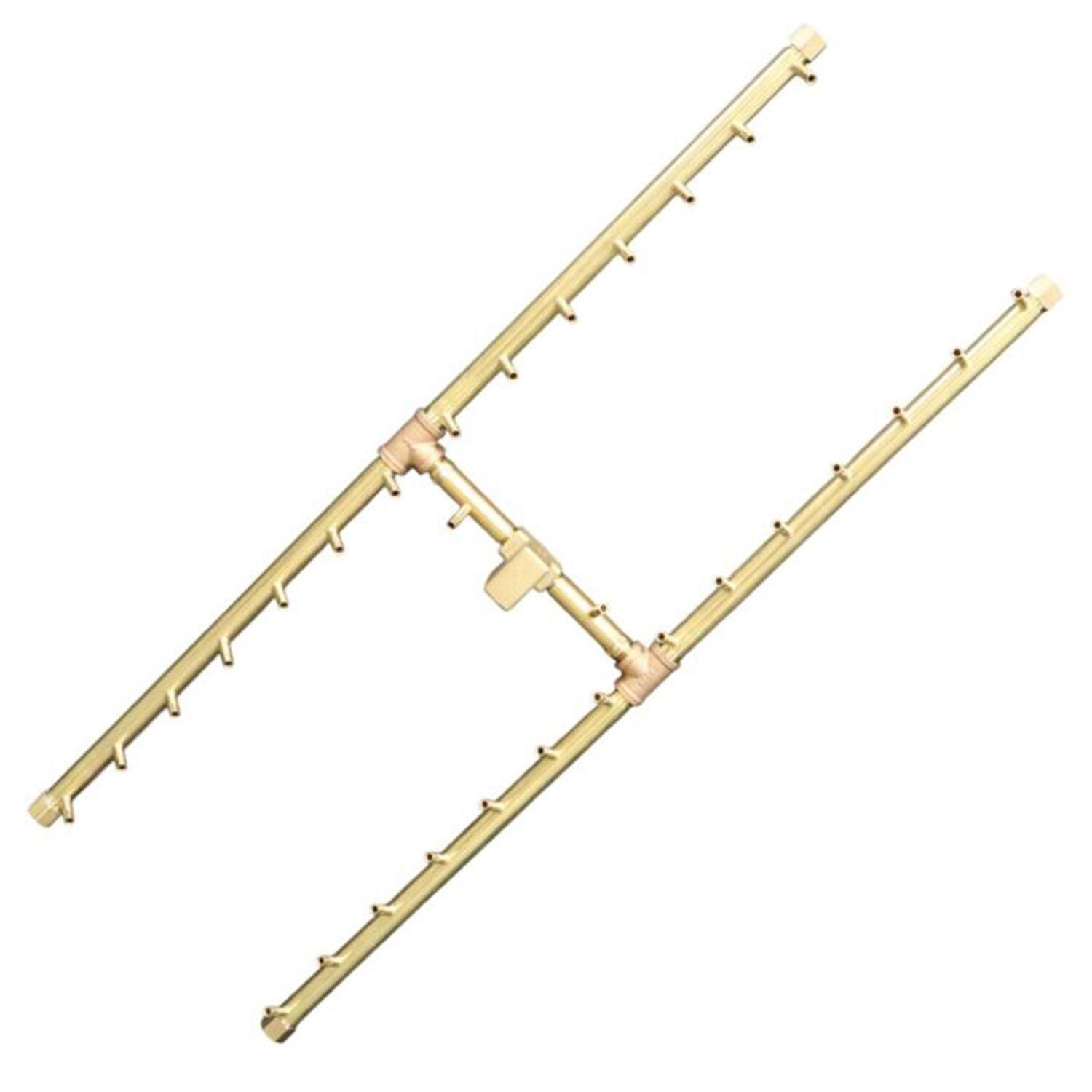 Warming Trends 42 X 14 1/8 H-Style Brass Natural Gas/Propane Burner w/ Double Flex Line Kit - White Background thumbnail