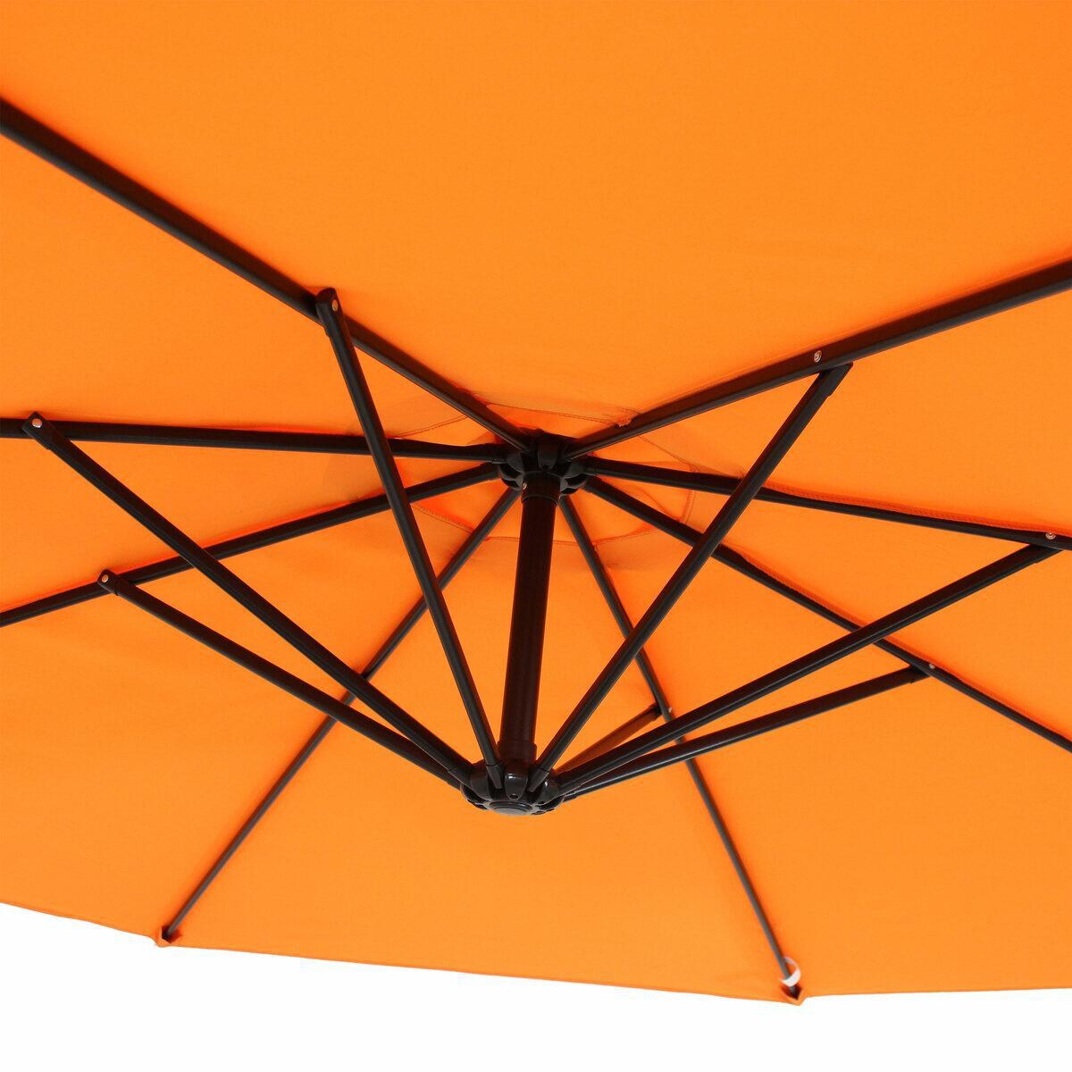 Ultimate Patio 9.5 Ft. Octagonal Patio Cantilever Umbrella W/ Crank - Tangerine - Sturdy Rib In Canopy