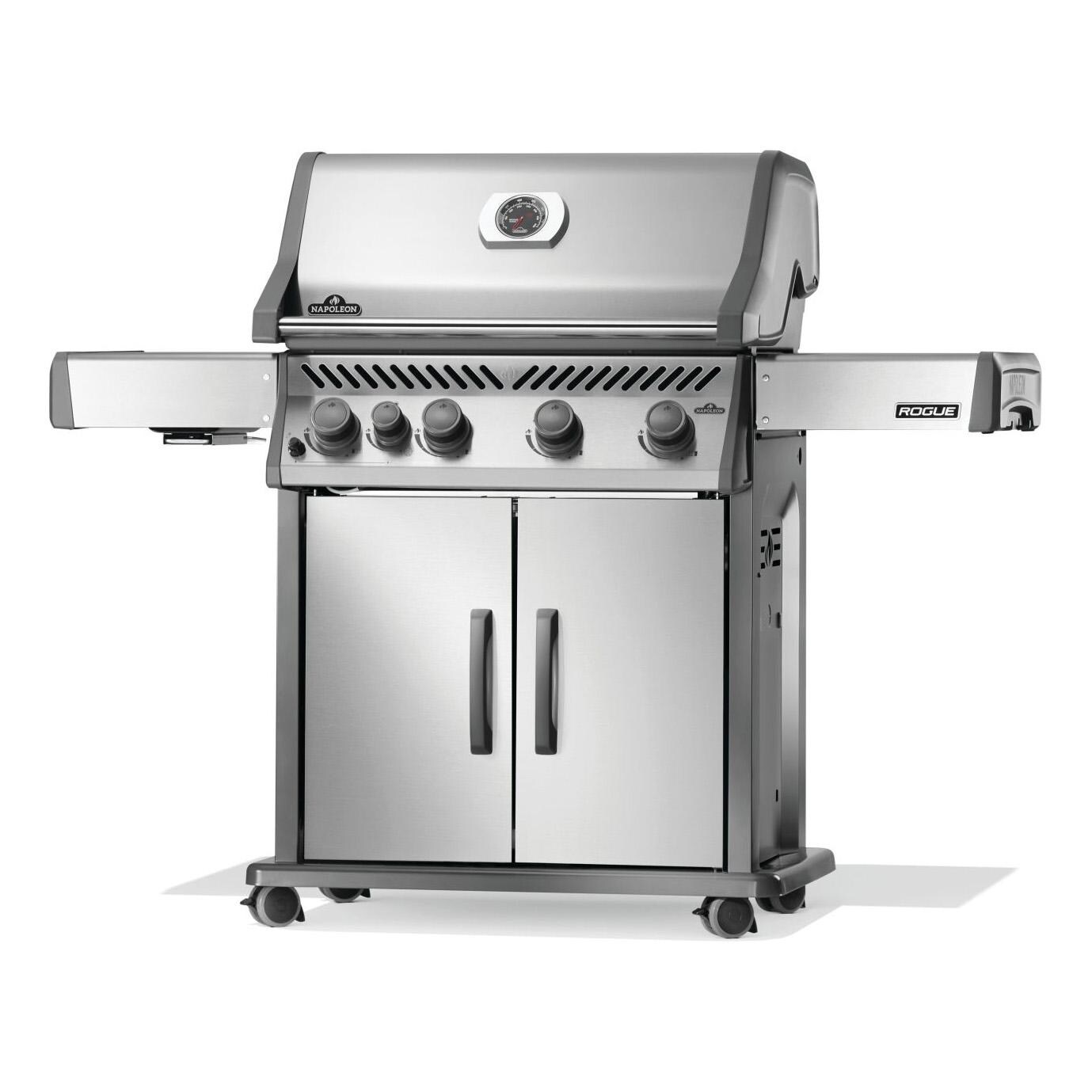 Napoleon R525SBNSS-2-FB Rogue 525 4 Burner Natural Gas Grill w/ Range Side Burner - Stainless Steel - Right Angled - White Background thumbnail