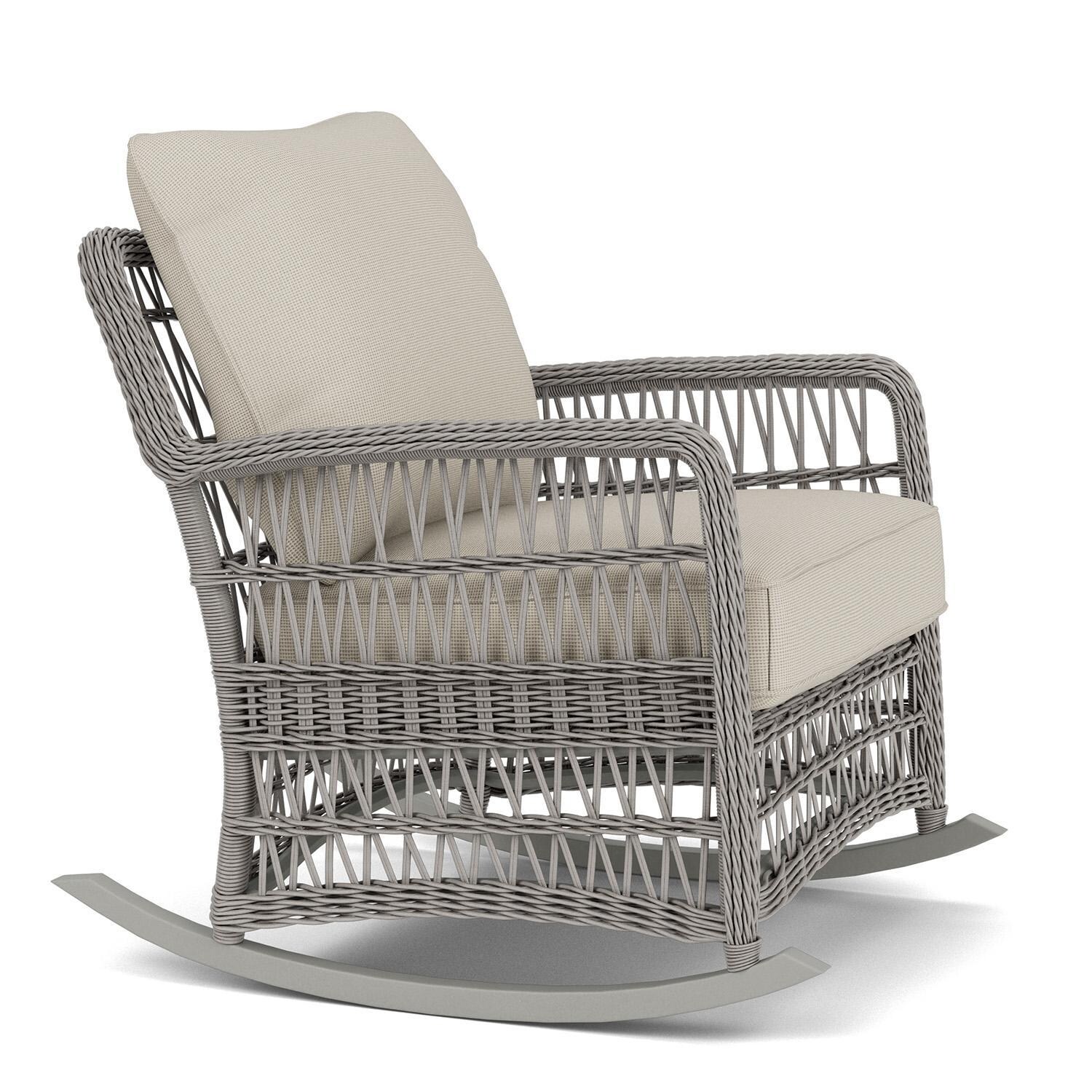 Lloyd Flanders Mackinac Lounge Rocker in Putty Finish with Fife Fog Fabric - Right Side thumbnail