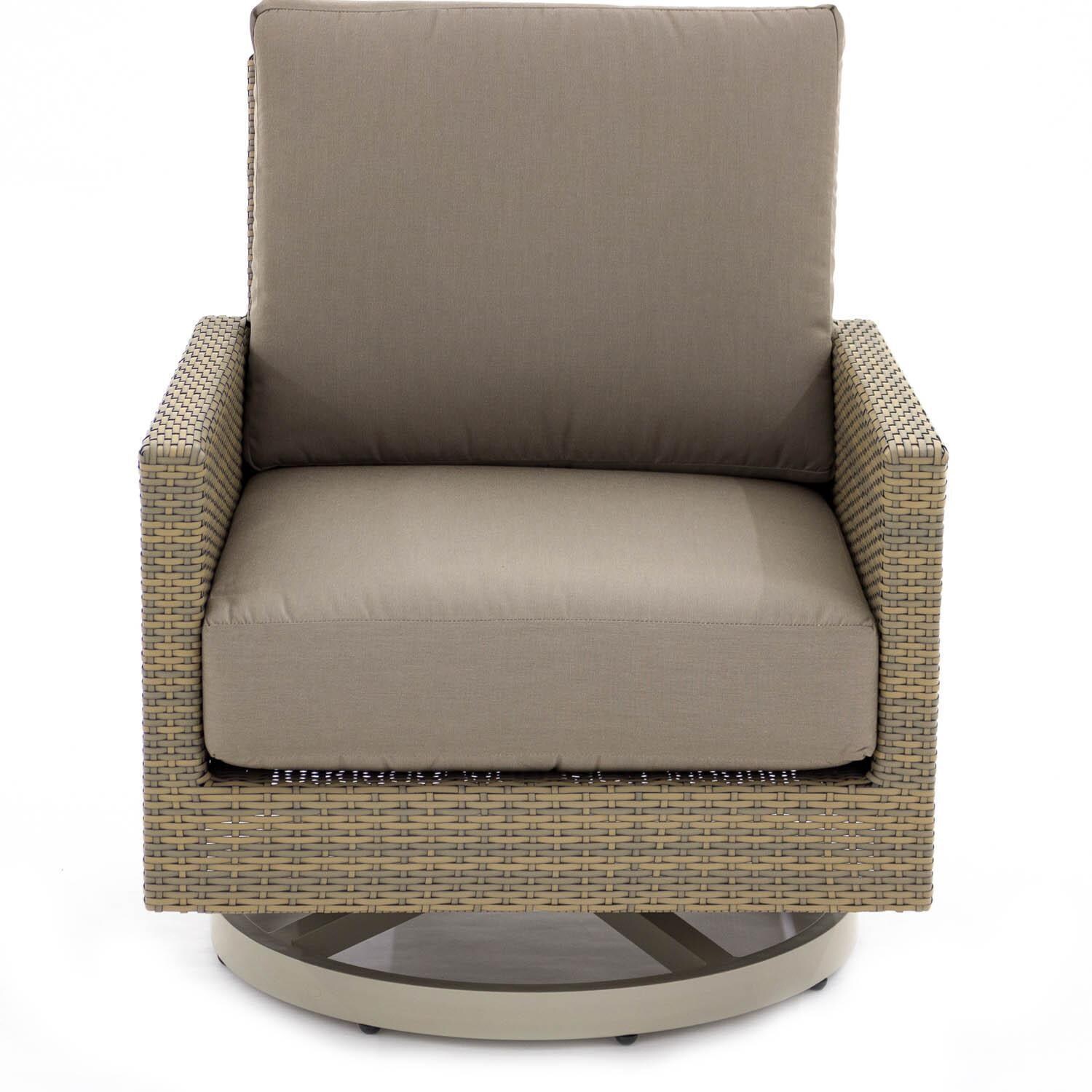 Lafitte 5 Piece Wicker Patio Conversation Set - Swivel Club Chair Front View thumbnail