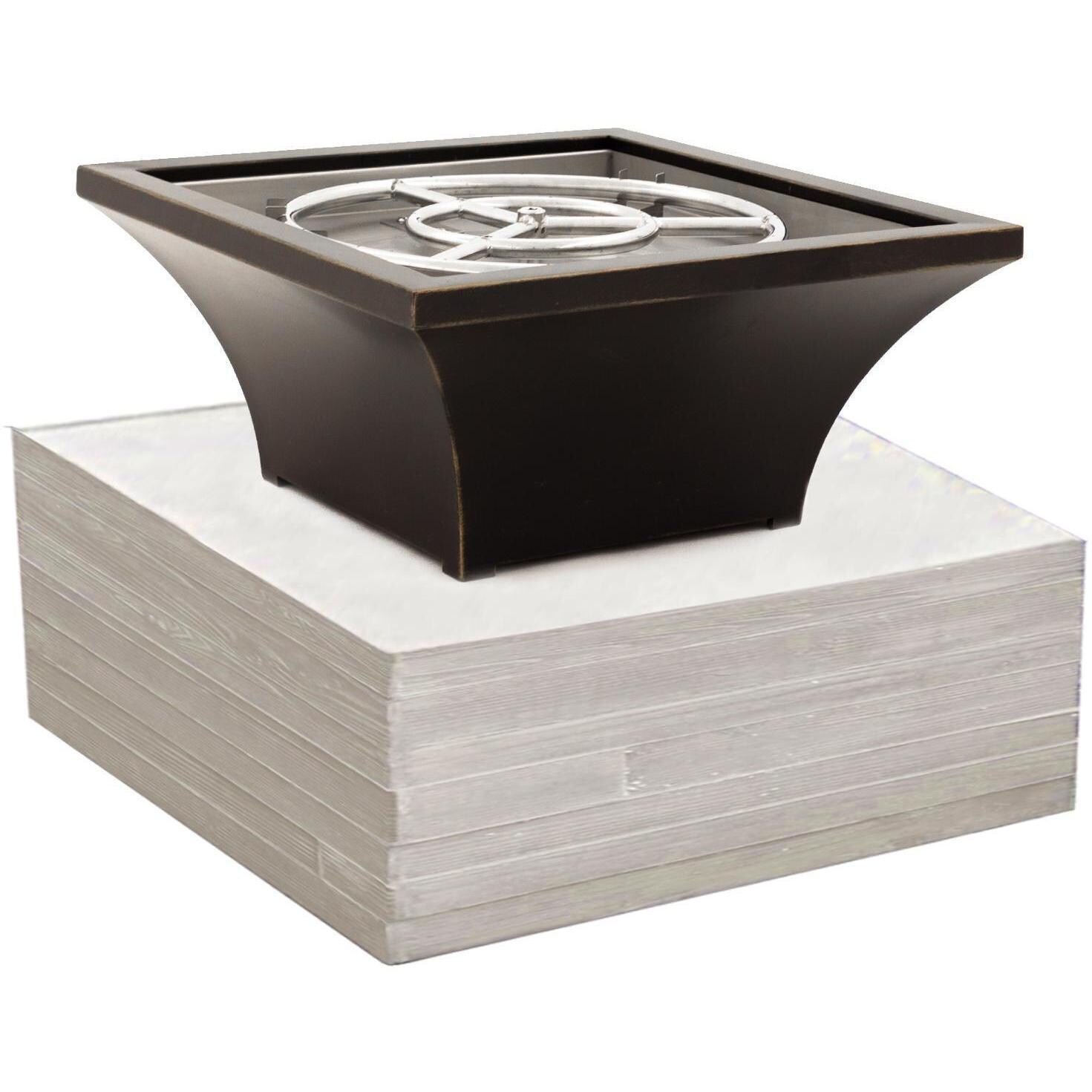 BBQGuys Signature Series Lavelle 18-Inch Square High-Rise Natural Gas Fire Bowl - Oil Rubbed Bronze - On Column (Not Included) thumbnail