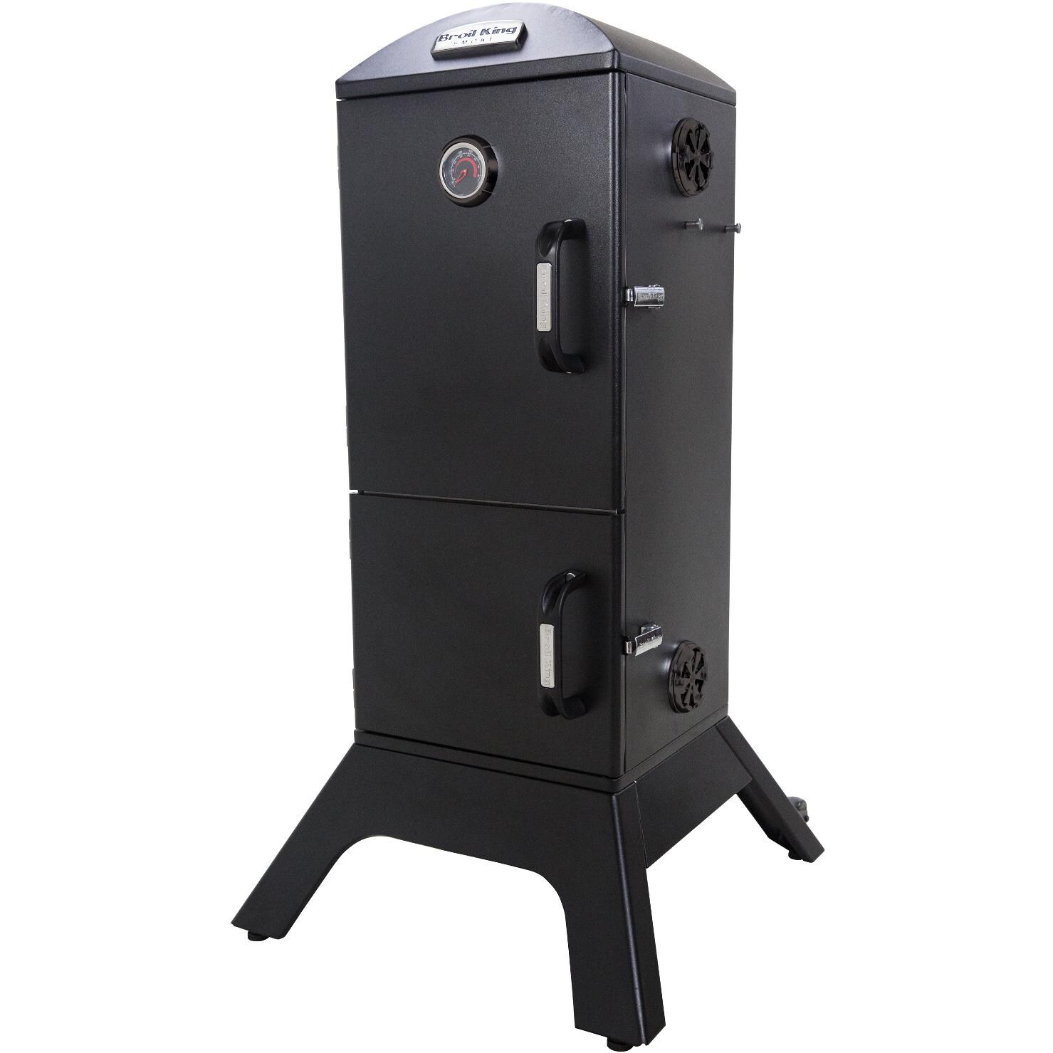 Broil King 28-Inch Smoke Vertical Charcoal Smoker - Angled View