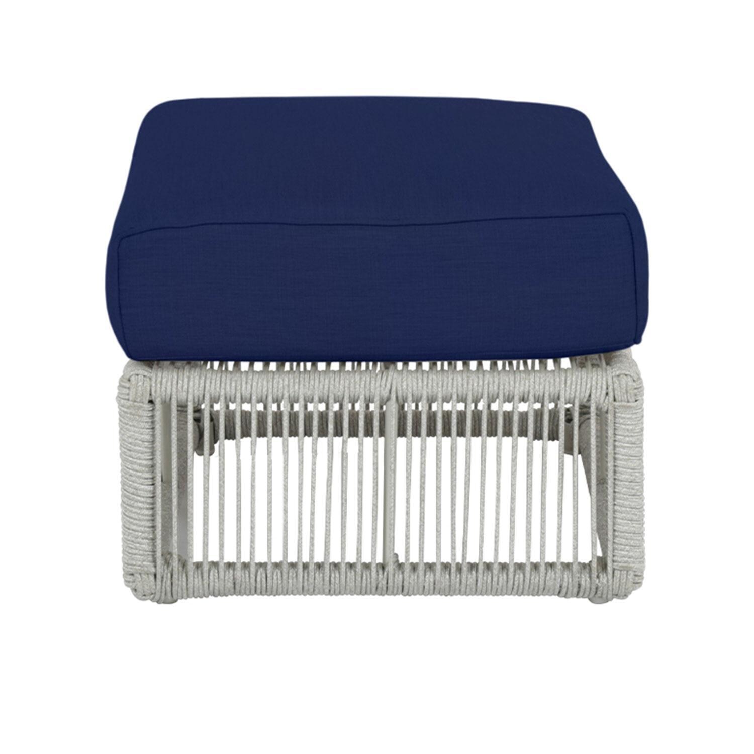 Miami 30 X 23 Rectangular Olfein Rope Patio Ottoman in Echo Midnight w/ Self Welt by Sunset West - Side View - White Background thumbnail