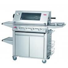 BeefEater Signature Premium 32-Inch 4-Burner Natural Gas Grill On Cabinet Trolley Cart W/ Shelves (Ships As Propane With Conversion Fittings) image