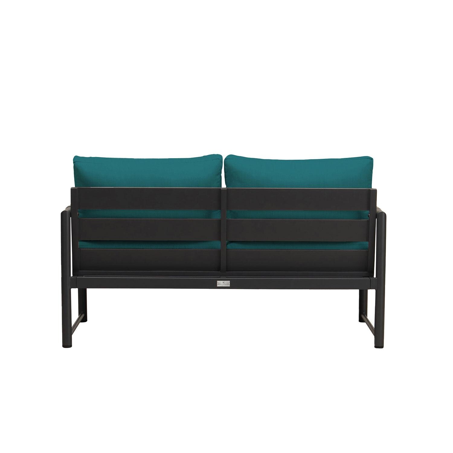 Lakeview AVEBAY-BK-CO-LS-PC Avenue Bay Black/Carbon Loveseat - Spectrum Peacock - Rear View - White Background thumbnail