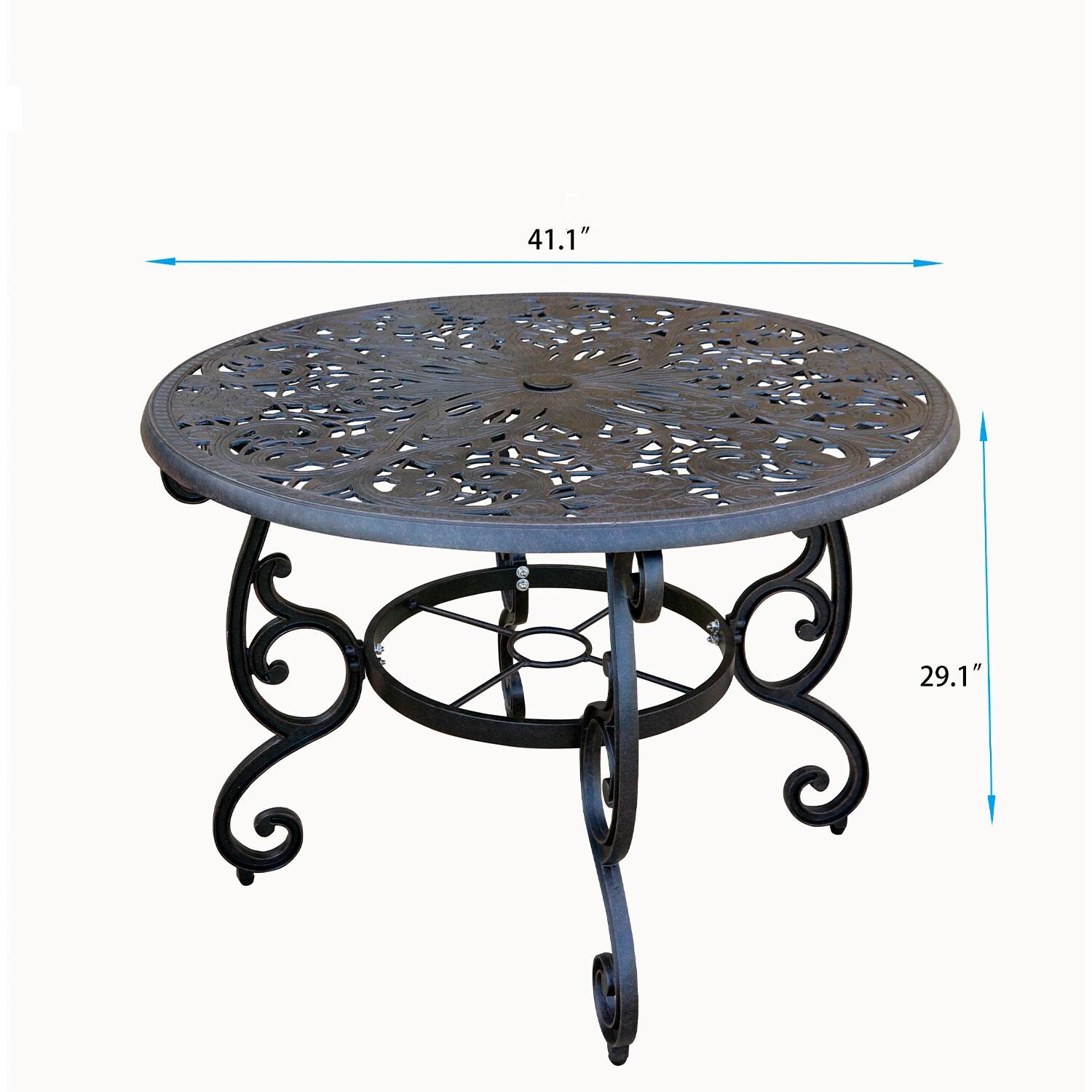 Darlee Cast Aluminum 42-in Round Dining Table - Dimensions - Dimensional thumbnail