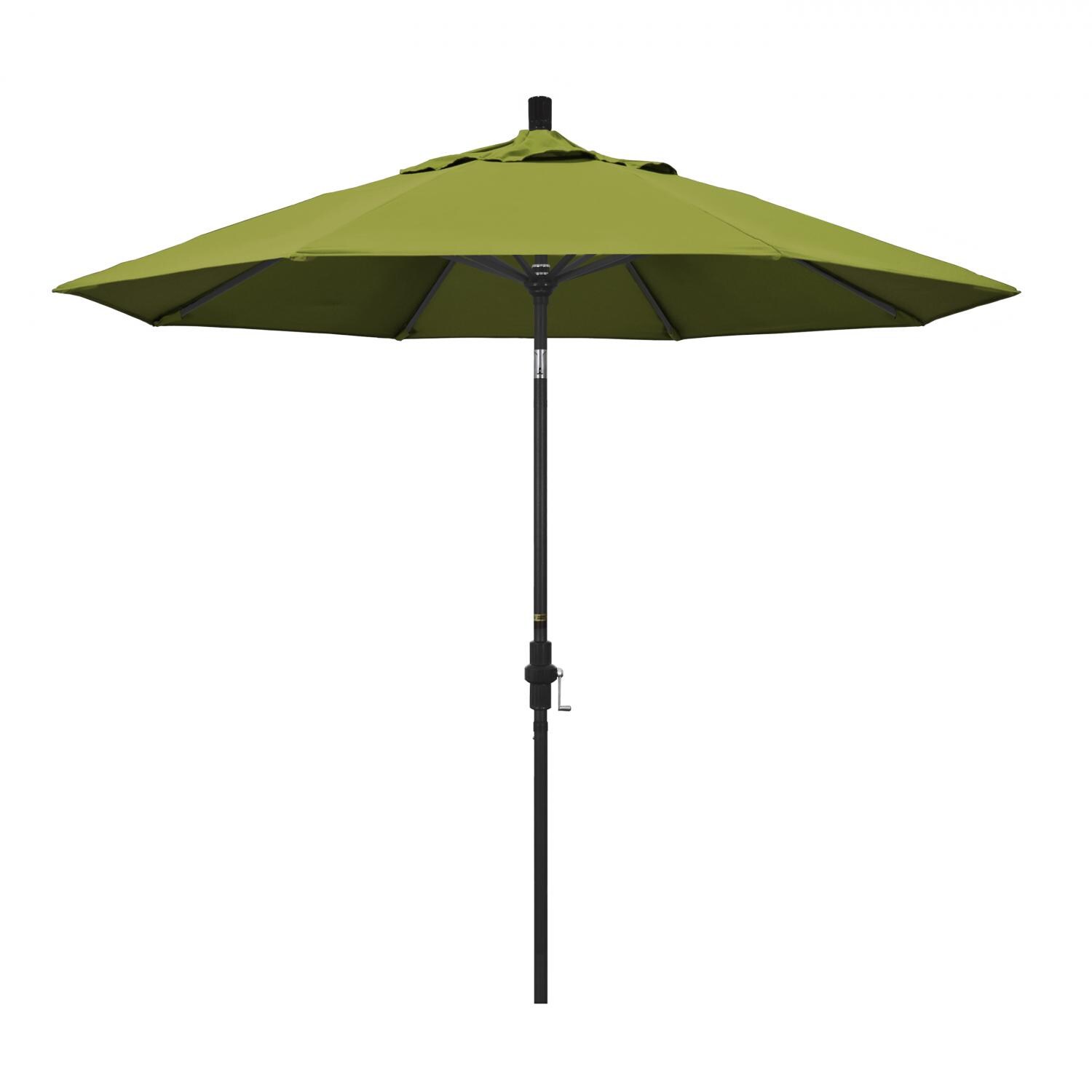 California Umbrella 9 Ft Octagonal Aluminum Collar Tilt Patio Umbrella W/ Crank Lift & Aluminum Ribs - Stone Black Frame / Olefin Kiwi Canopy thumbnail