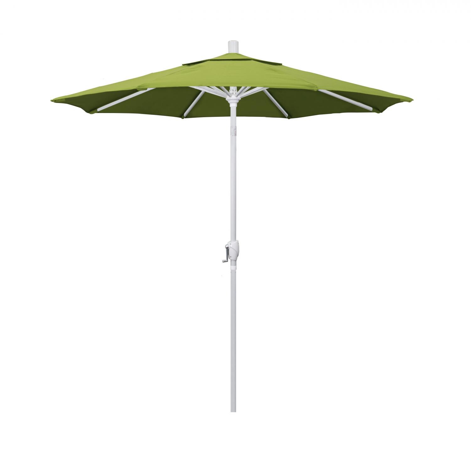 California Umbrella 7.5 Ft Octagonal Aluminum Push Button Tilt Patio Umbrella W/ Crank Lift & Aluminum Ribs - Matted White Frame / Sunbrella Canvas Macaw Canopy thumbnail