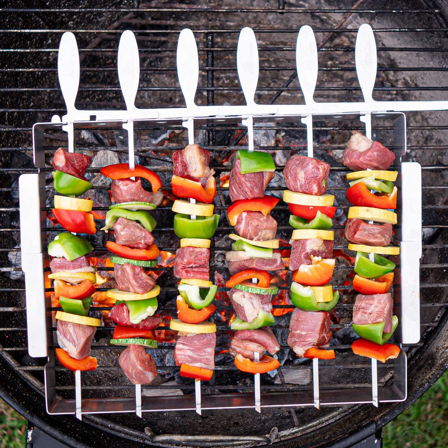 BBQ Dragon BBQD320 Domino Style Kabob Skewers Rack - On the Grill thumbnail