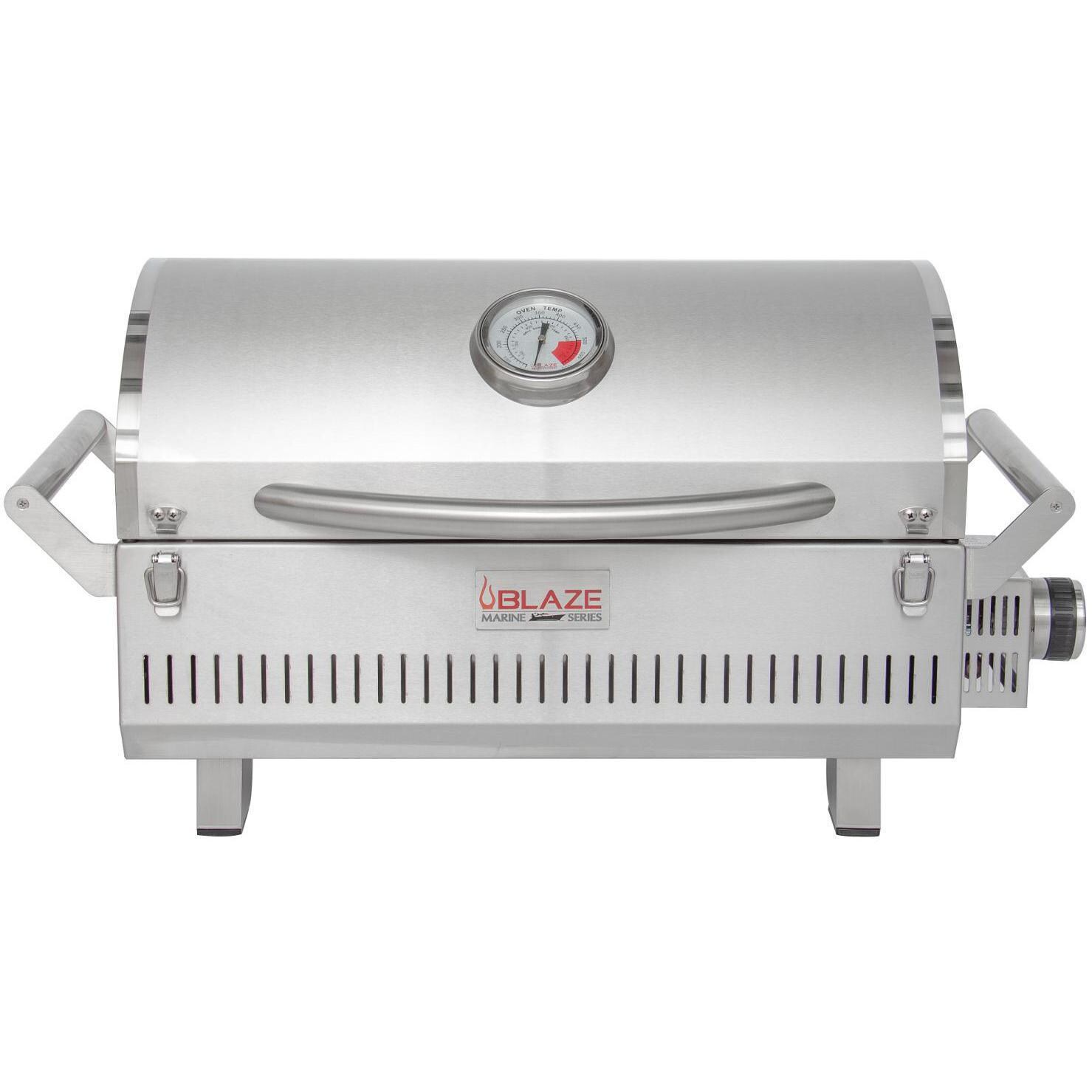 Blaze Professional LUX BLZ-1PRO-PRTMG-LP Marine Grade Portable Propane Gas Grill On Pedestal With Side Shelves - Grill Front thumbnail