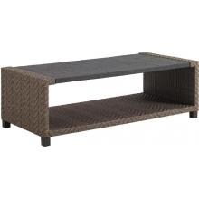 Blue Olive 58 X 28 Inch Rectangular All Weather Wicker Patio Coffee Table W/ Weatherstone Top By Tommy Bahama