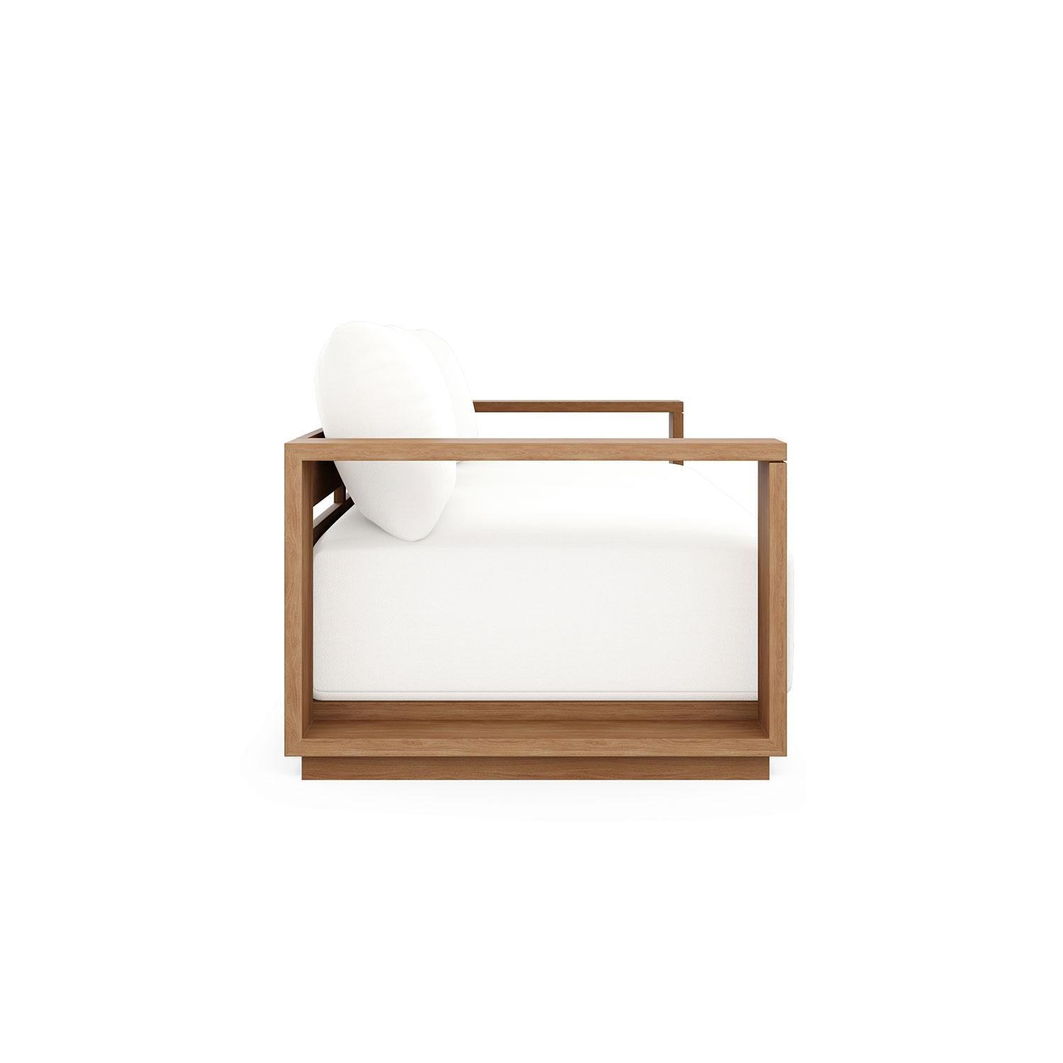 Bellawood 3 Person Teak Luxe Sofa in Natural by Lakeview Outdoor Designs - Side View - White Background thumbnail