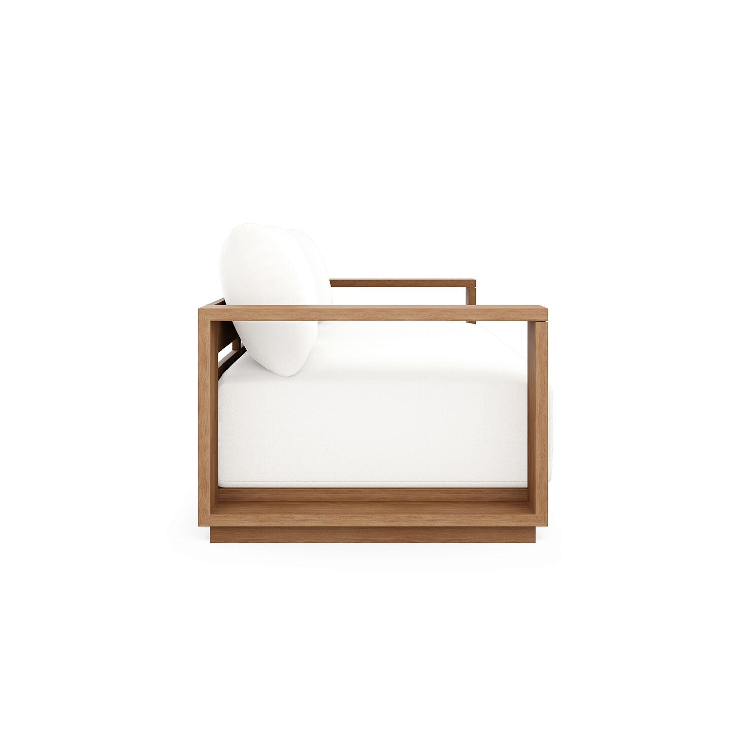 Bellawood 3 Person Teak Luxe Sofa in Natural by Lakeview Outdoor Designs - Side View - White Background thumbnail