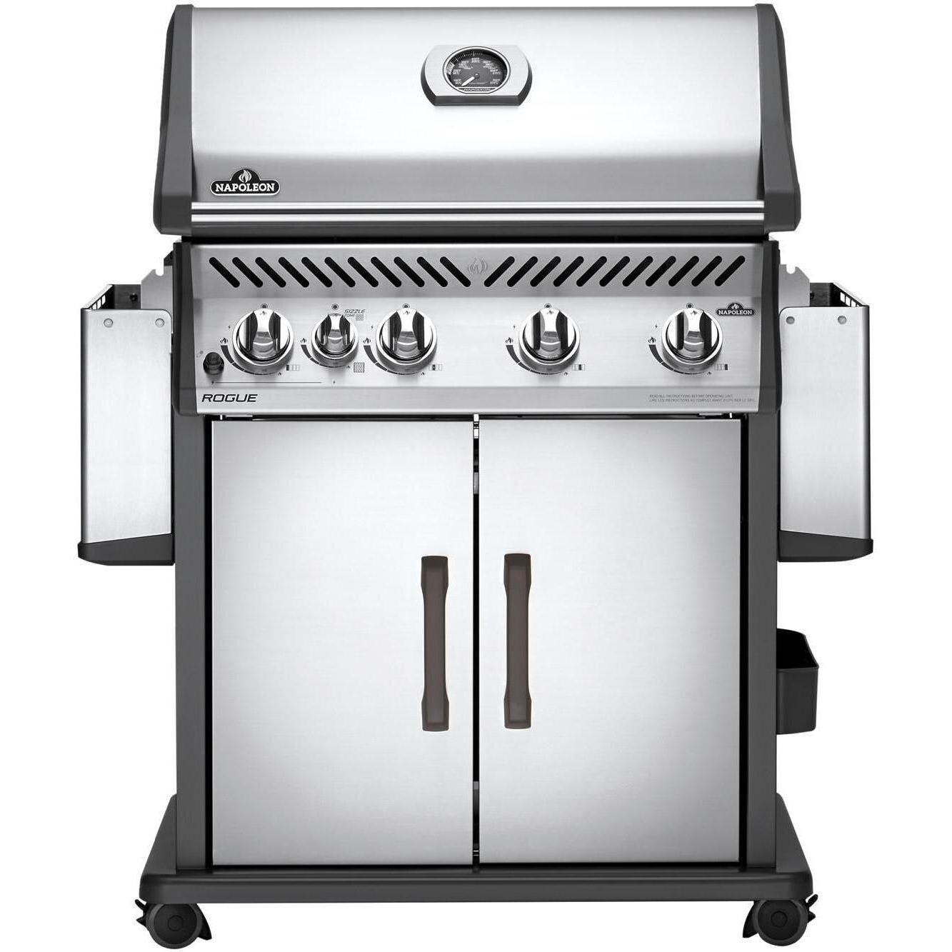 Napoleon Rogue 525 Propane Gas Grill with Infrared Side Burner - Shelves Down thumbnail