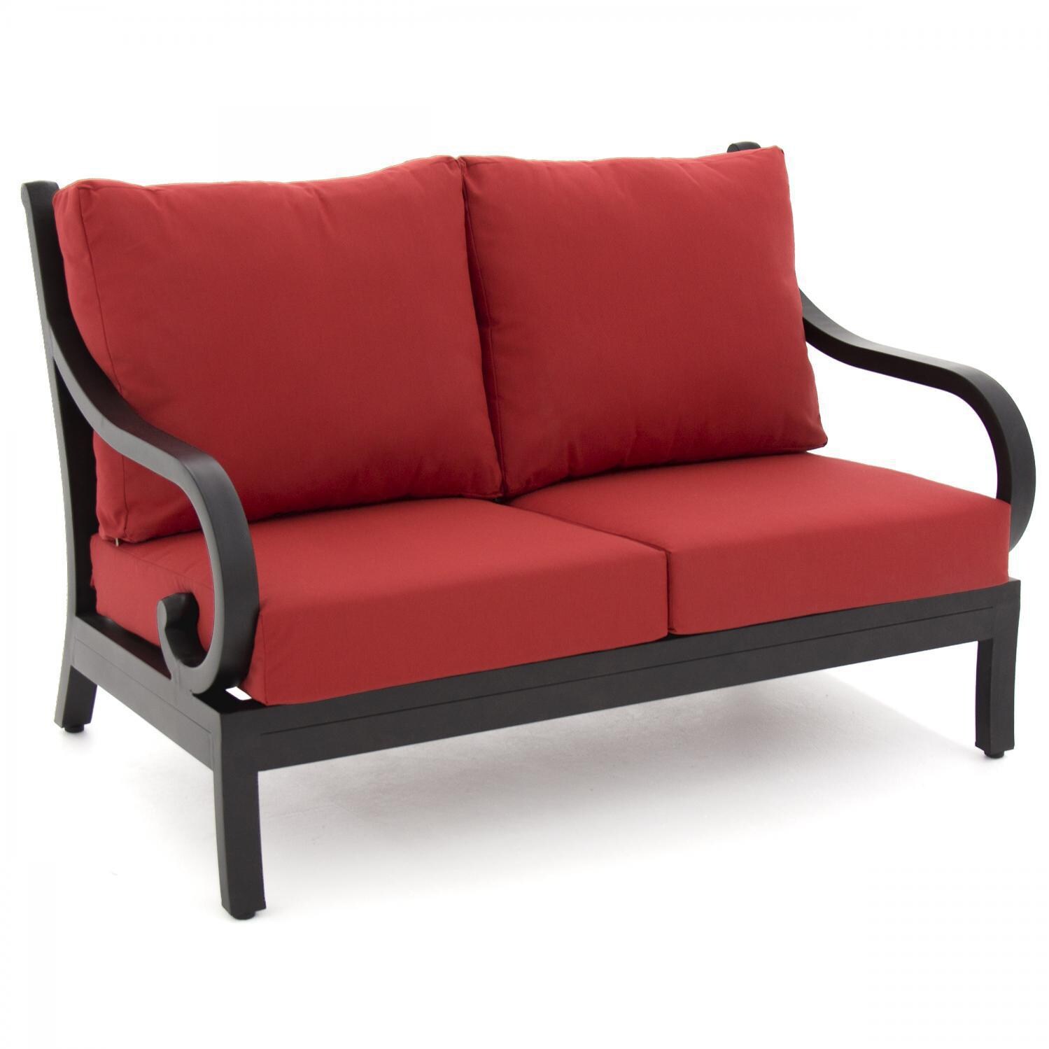 Avondale NLG404 Loveseat Cushion Set - In Use - Sunbrella Spectrum Crimson thumbnail
