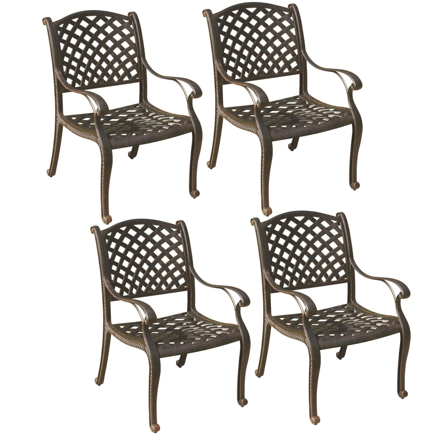 Nassau Cast Aluminum 4 Pc Set Dining Chair Set in Antique Bronze/Sesame by Darlee