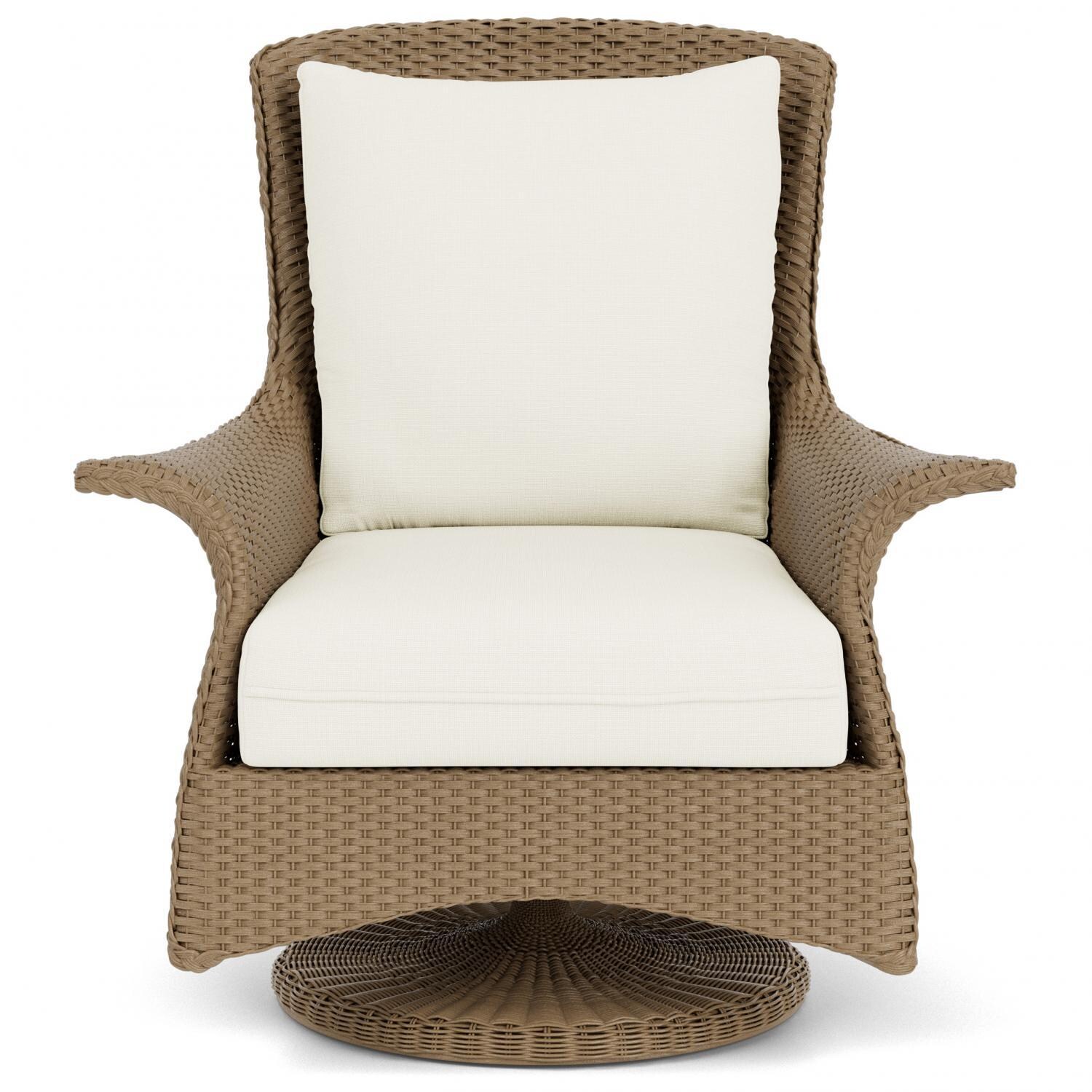 Lloyd Flanders Mandalay Swivel Rocker Lounge Chair in Fawn Finish with Sailcloth Salt fabric thumbnail