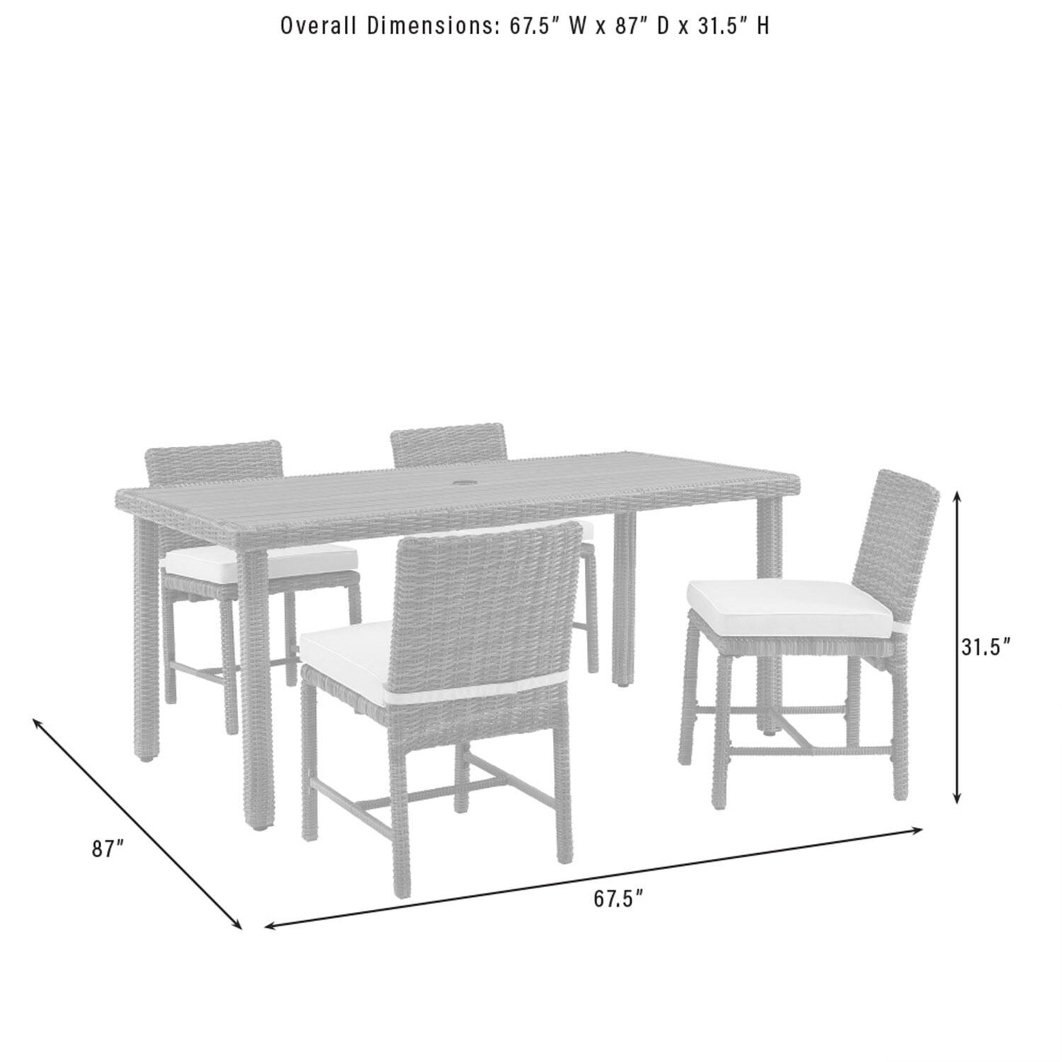 Ultimate Patio UP-92660WB-SA 5Pc Wicker Outdoor Dining Set in Sand - Overall Dimensions - Diagram thumbnail