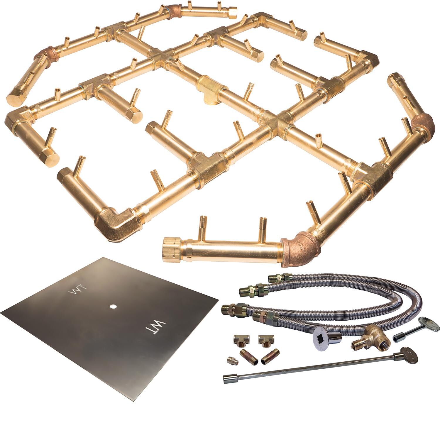 Warming Trends CFBO360LPALPL42SFK2 42-Inch Square Propane Fire Pit Burner Kit W/ 29.5 X 27.5-Inch Octagonal Crossfire Brass Burner - Match Light Ignition thumbnail