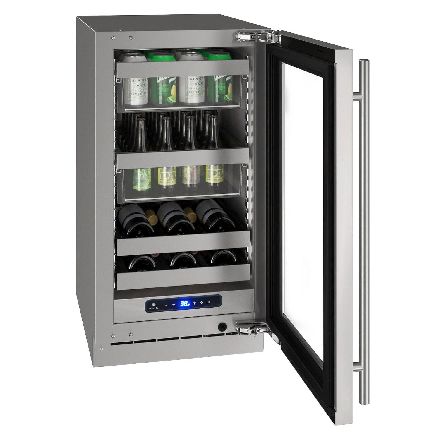U-Line UHBV518-SG01A 5 Class 18-Inch 3.7 Cu. Ft. Beverage Center - Stainless Steel - Open Stocked View thumbnail
