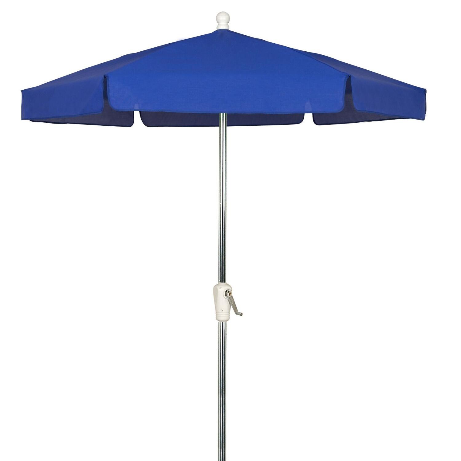 FiberBuilt 7.5 Ft. Aluminum Market Patio Umbrella W/ Crank Lift - Silver Pole / Pacific Blue Vinyl image