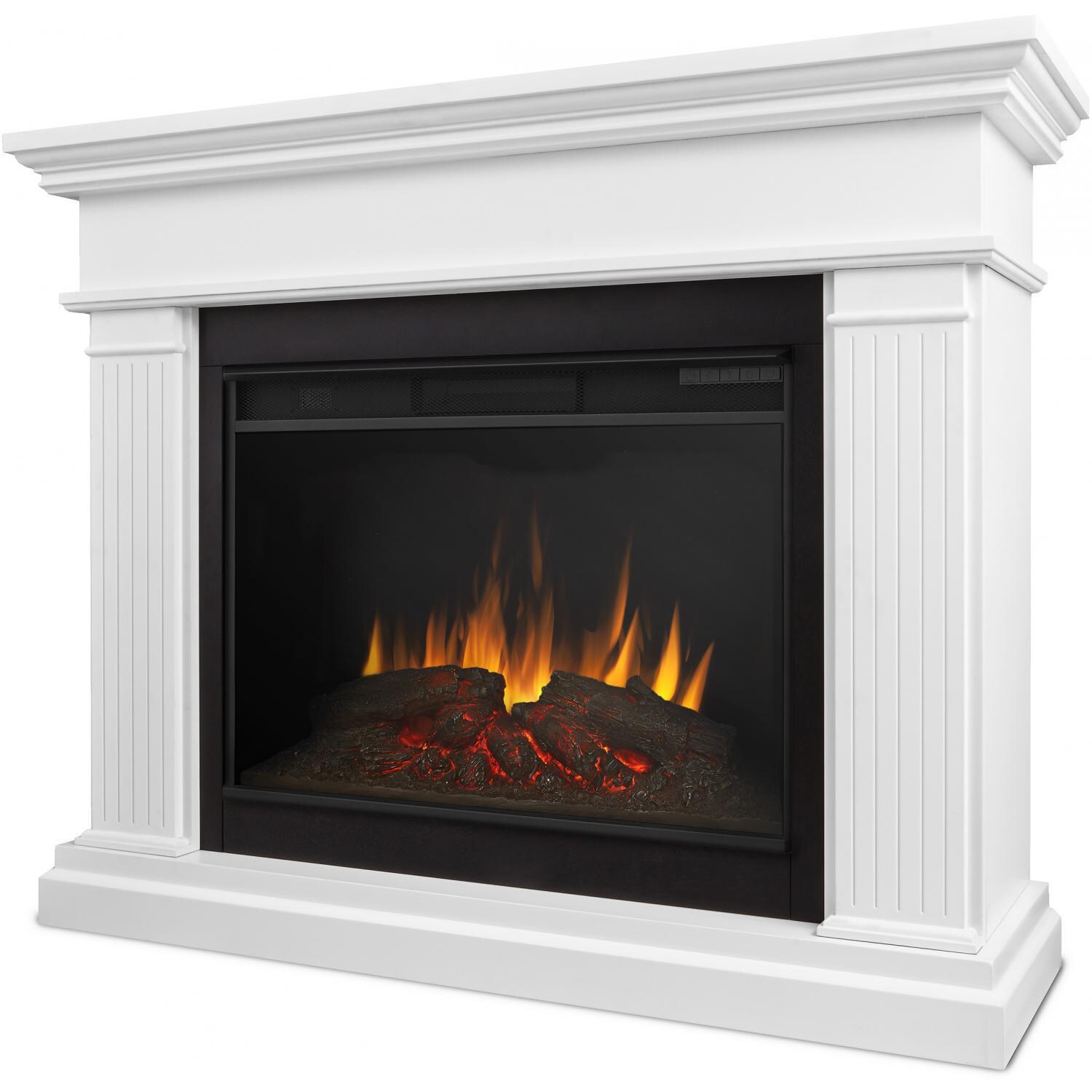 Real Flame 8070E-W Kennedy Grand 55-Inch Electric Fireplace W/ Mantel - White - Angle thumbnail